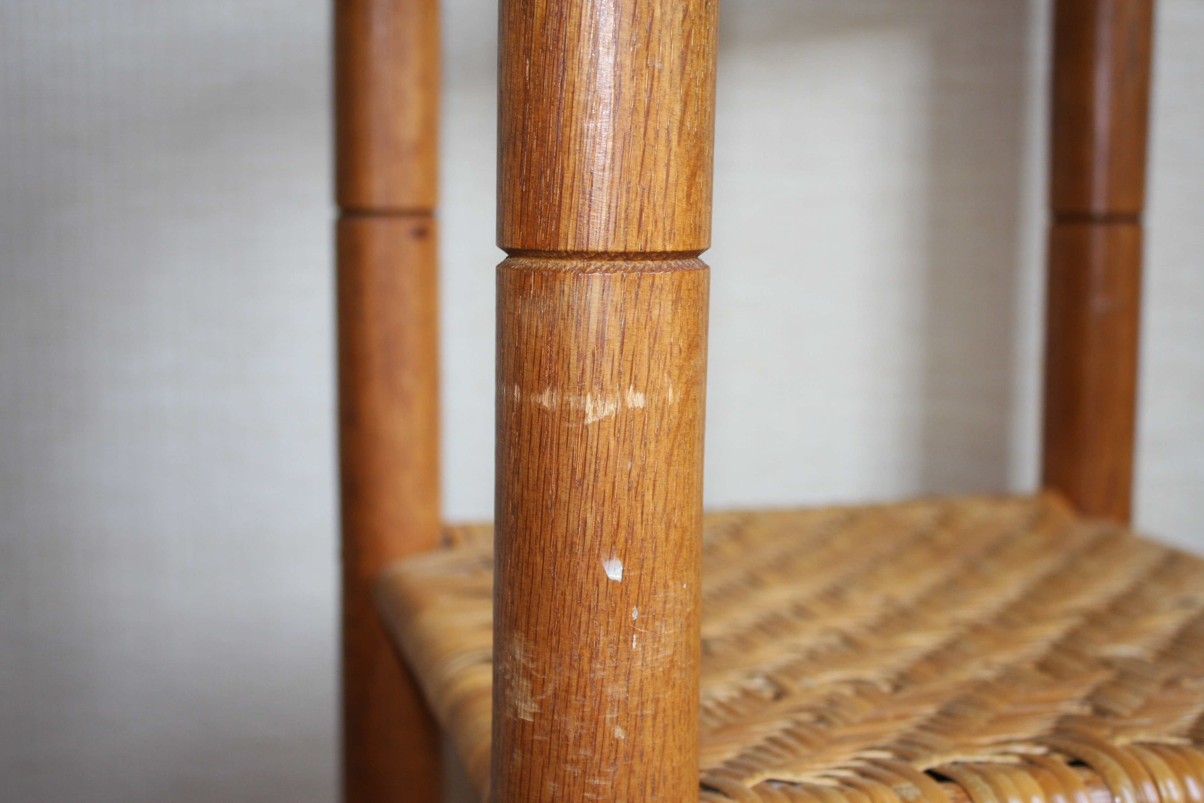 Oak Corner High-Chair with Herringbone Woven Cane Seat