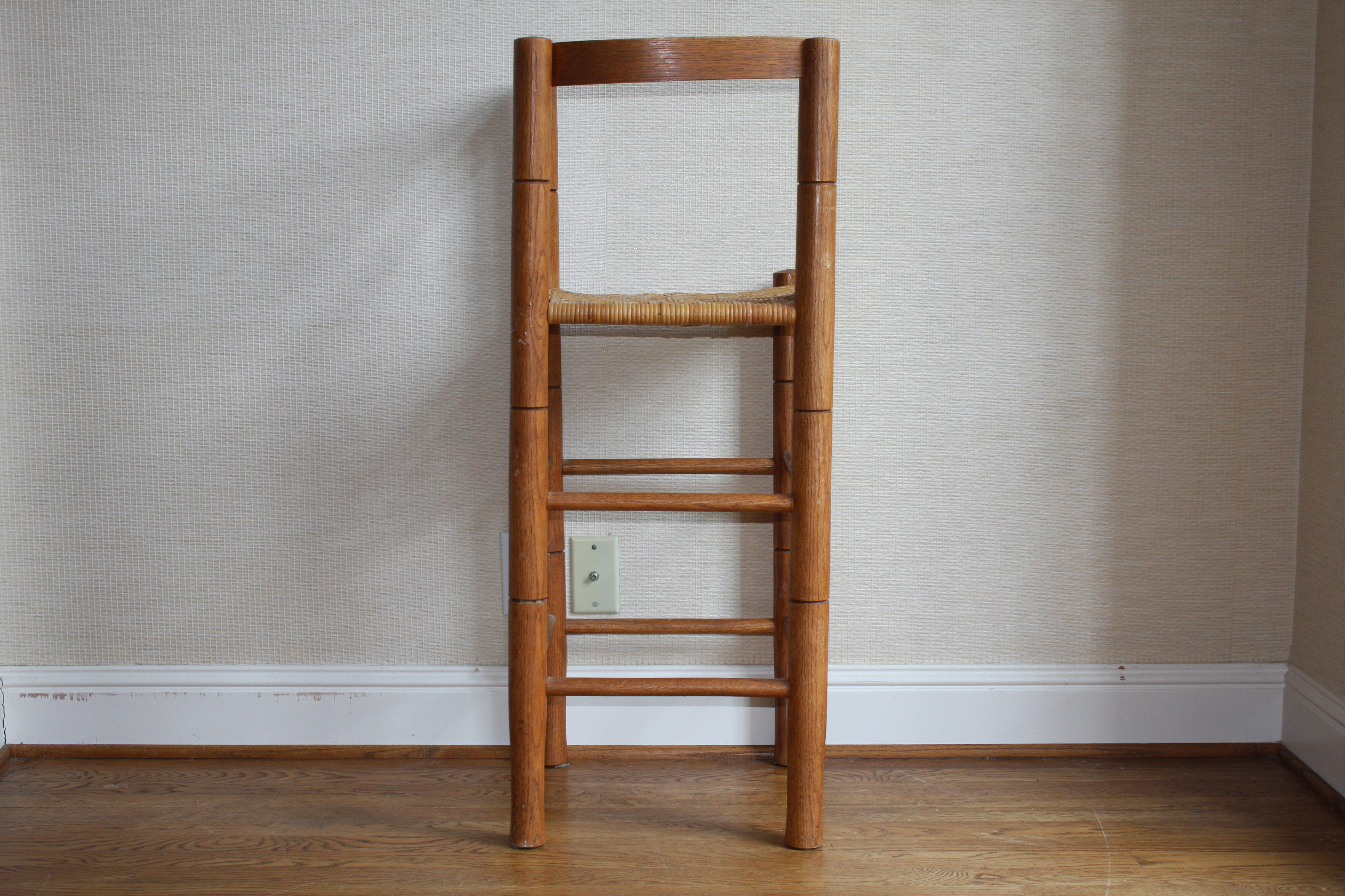 Oak Corner High-Chair with Herringbone Woven Cane Seat