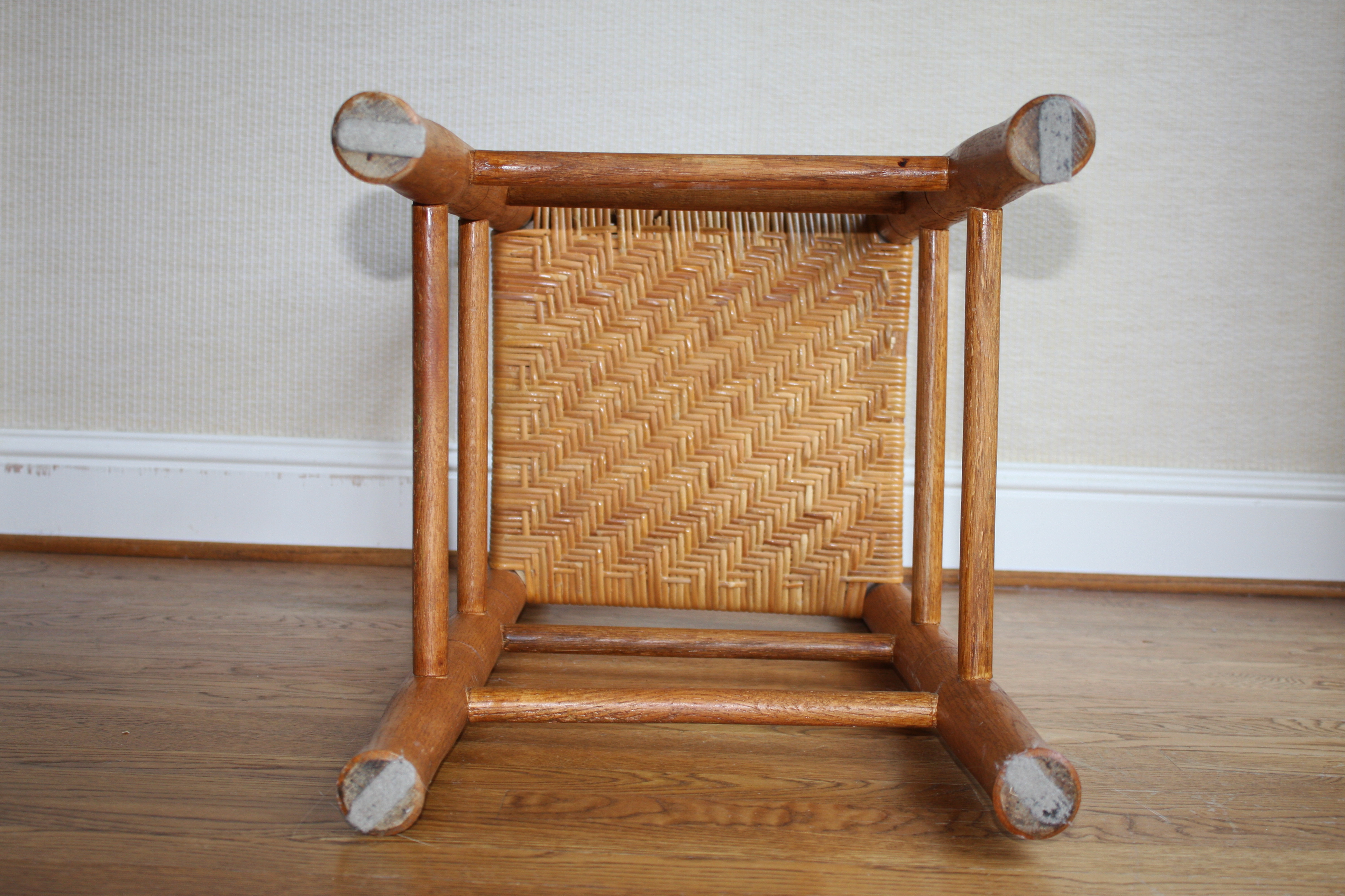 Oak Corner High-Chair with Herringbone Woven Cane Seat