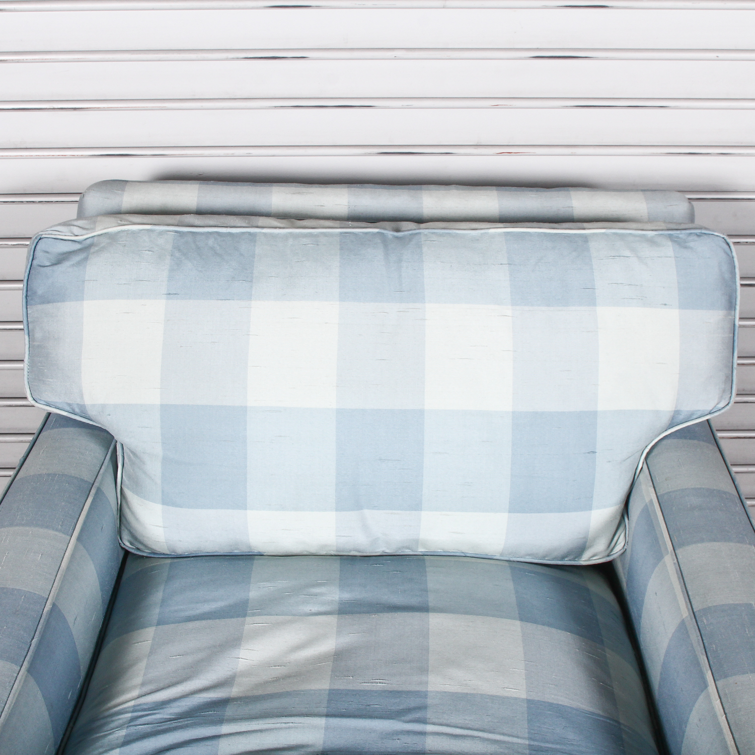 Vintage Blue and White Gingham Club Chair with Skirt