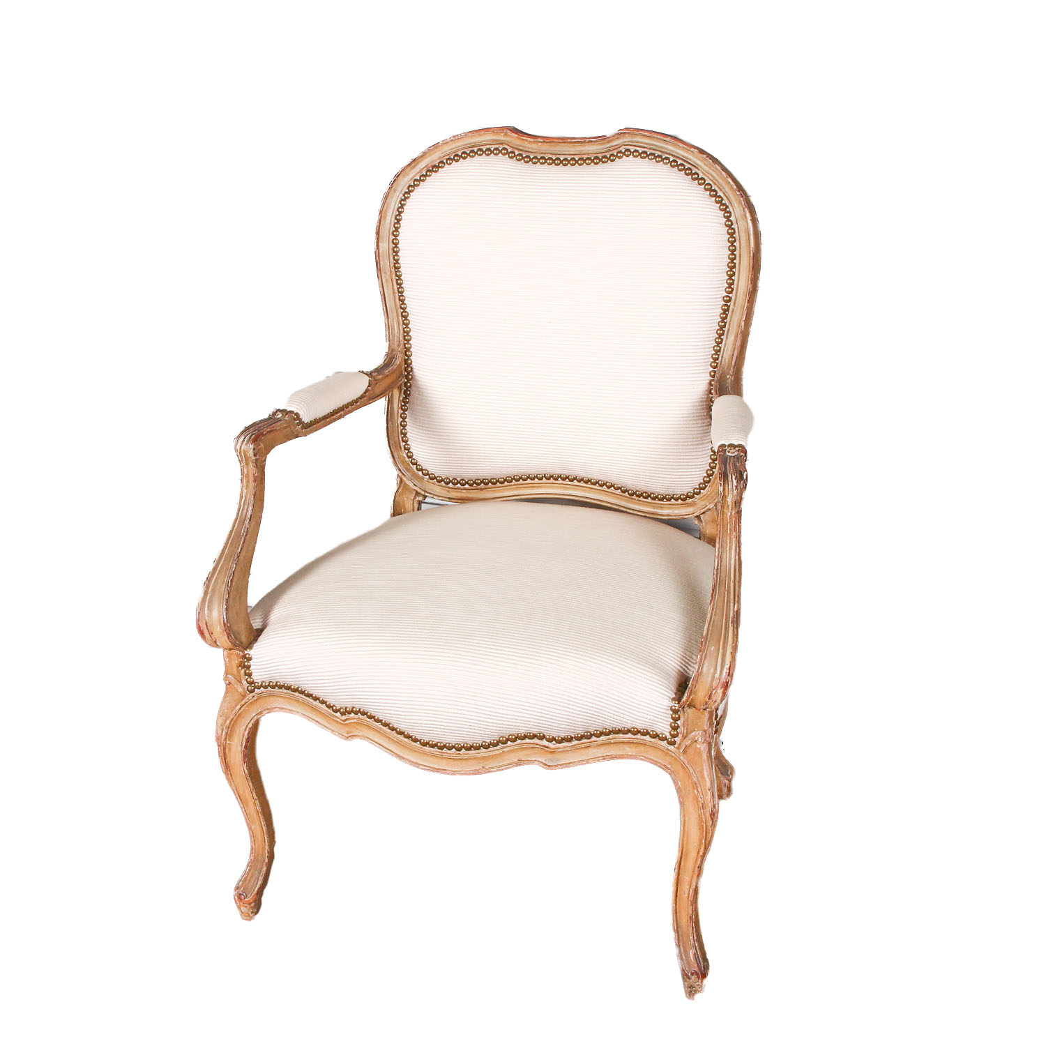 Vintage White Arm Chair with Rivet Detailing
