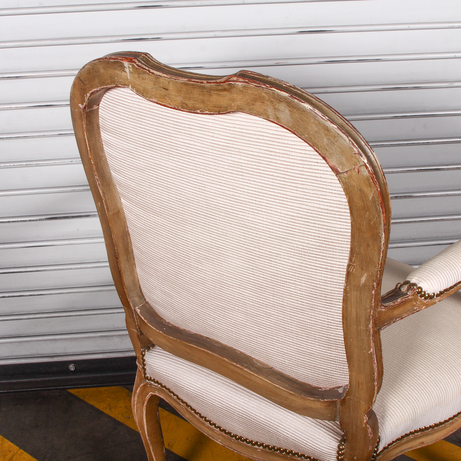 Vintage White Arm Chair with Rivet Detailing