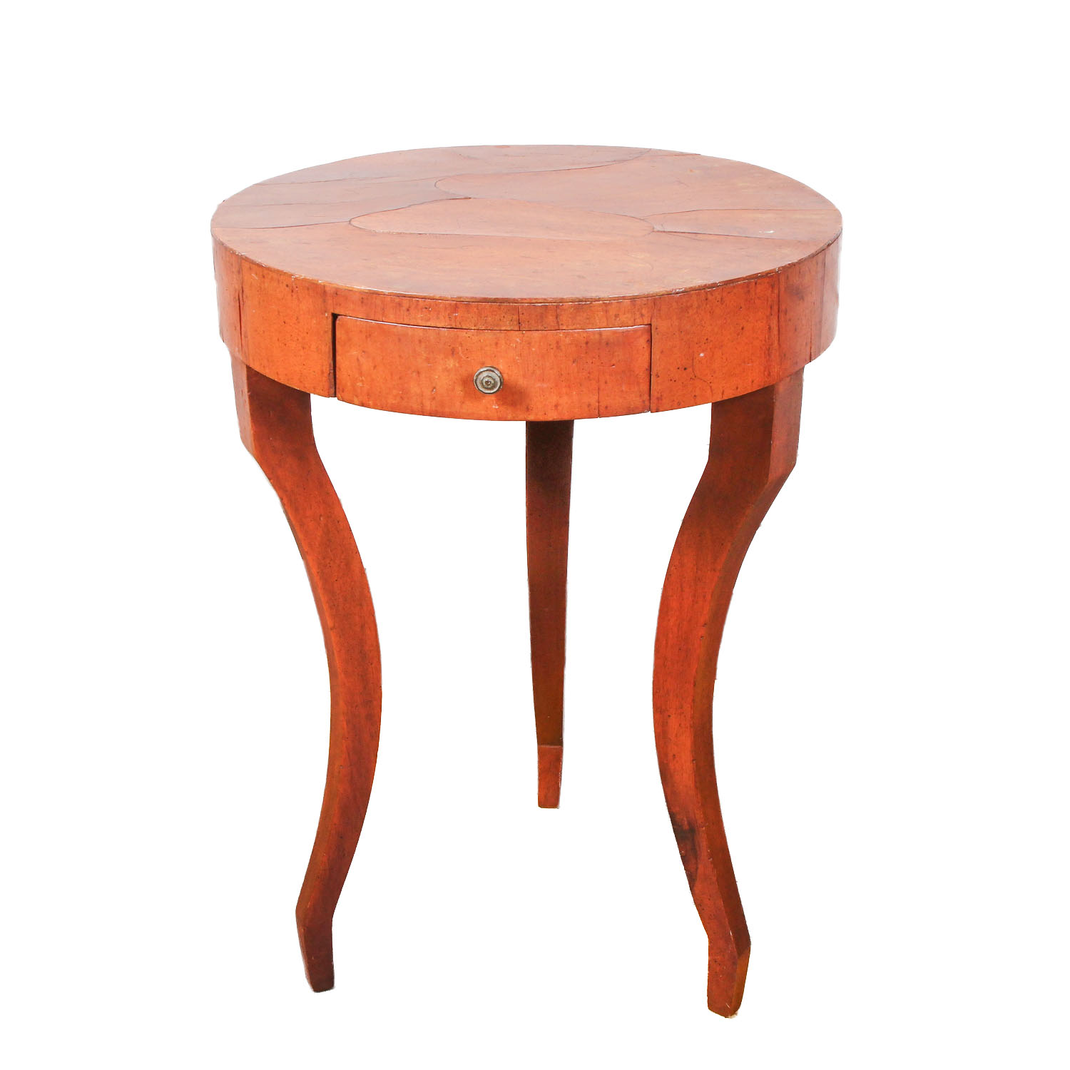 Vintage Round Cigarette Table with Drawer