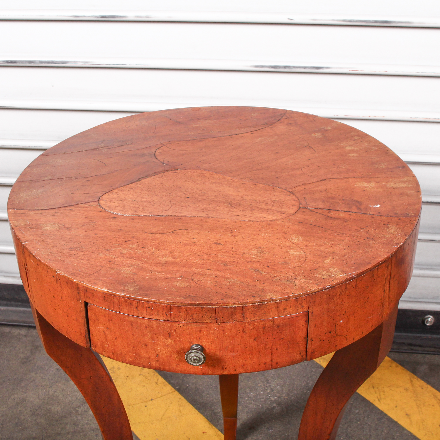 Vintage Round Cigarette Table with Drawer