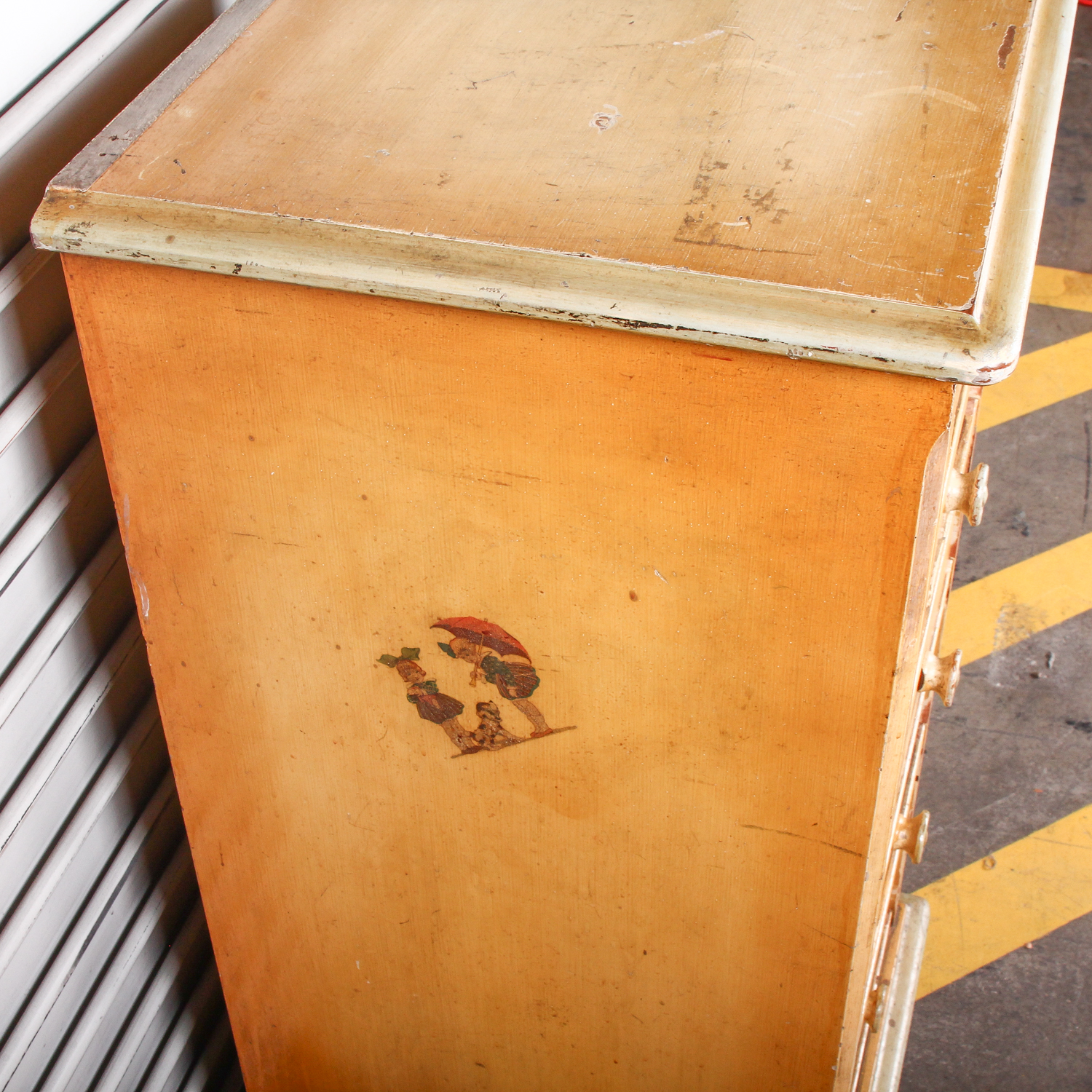Antique Hand Painted Chest of Drawers featuring Children at Play