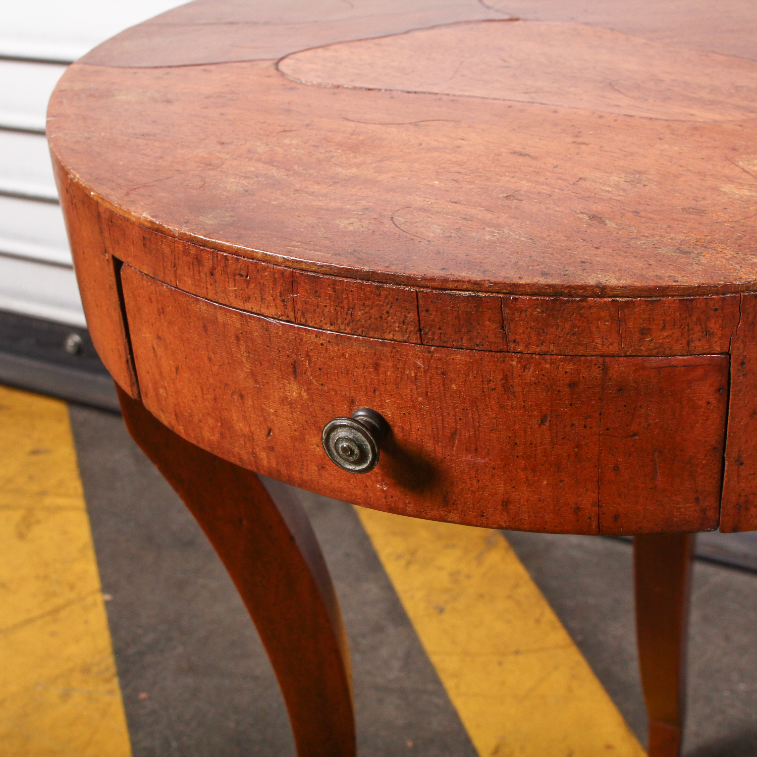Vintage Round Cigarette Table with Drawer