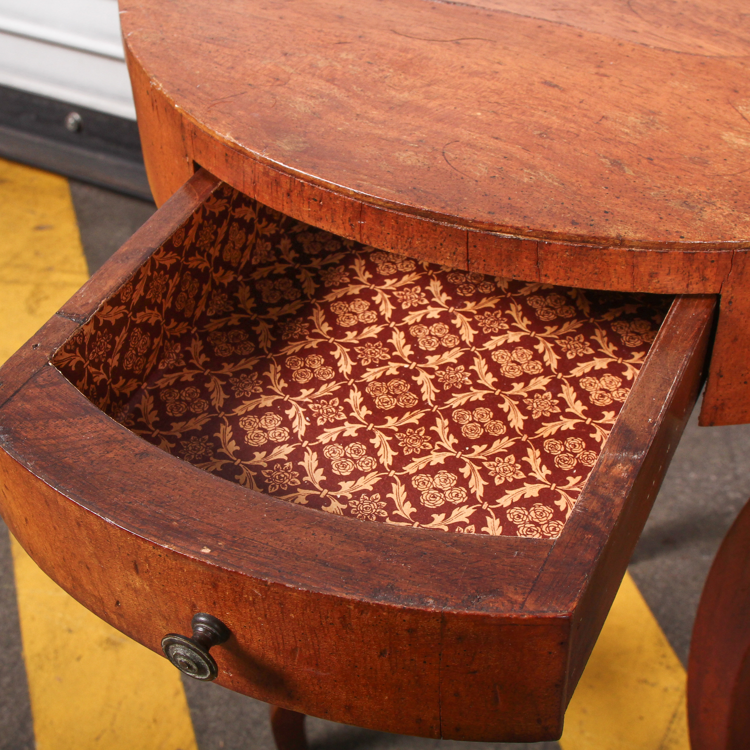 Vintage Round Cigarette Table with Drawer