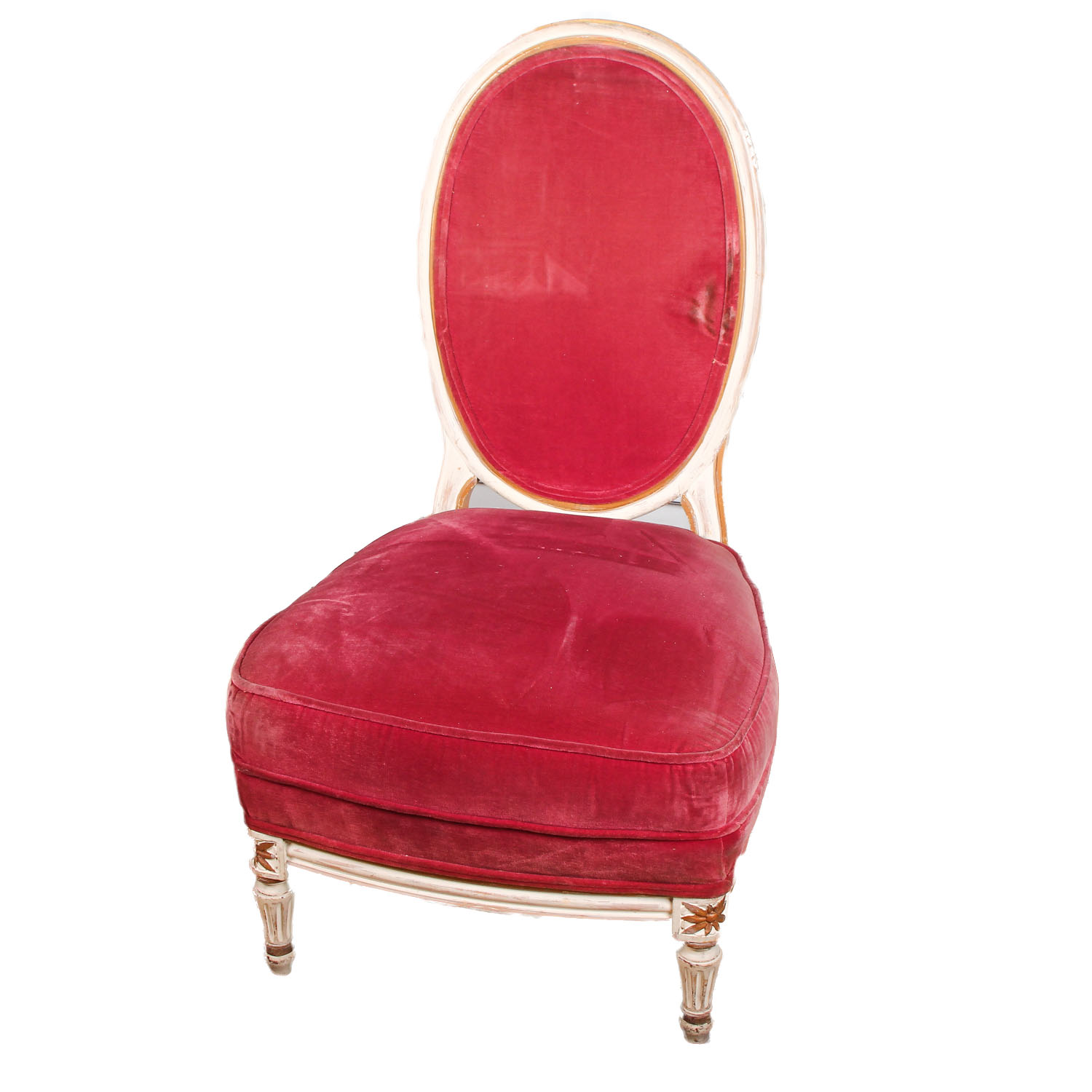 Vintage Red Velvet Cushioned Chair