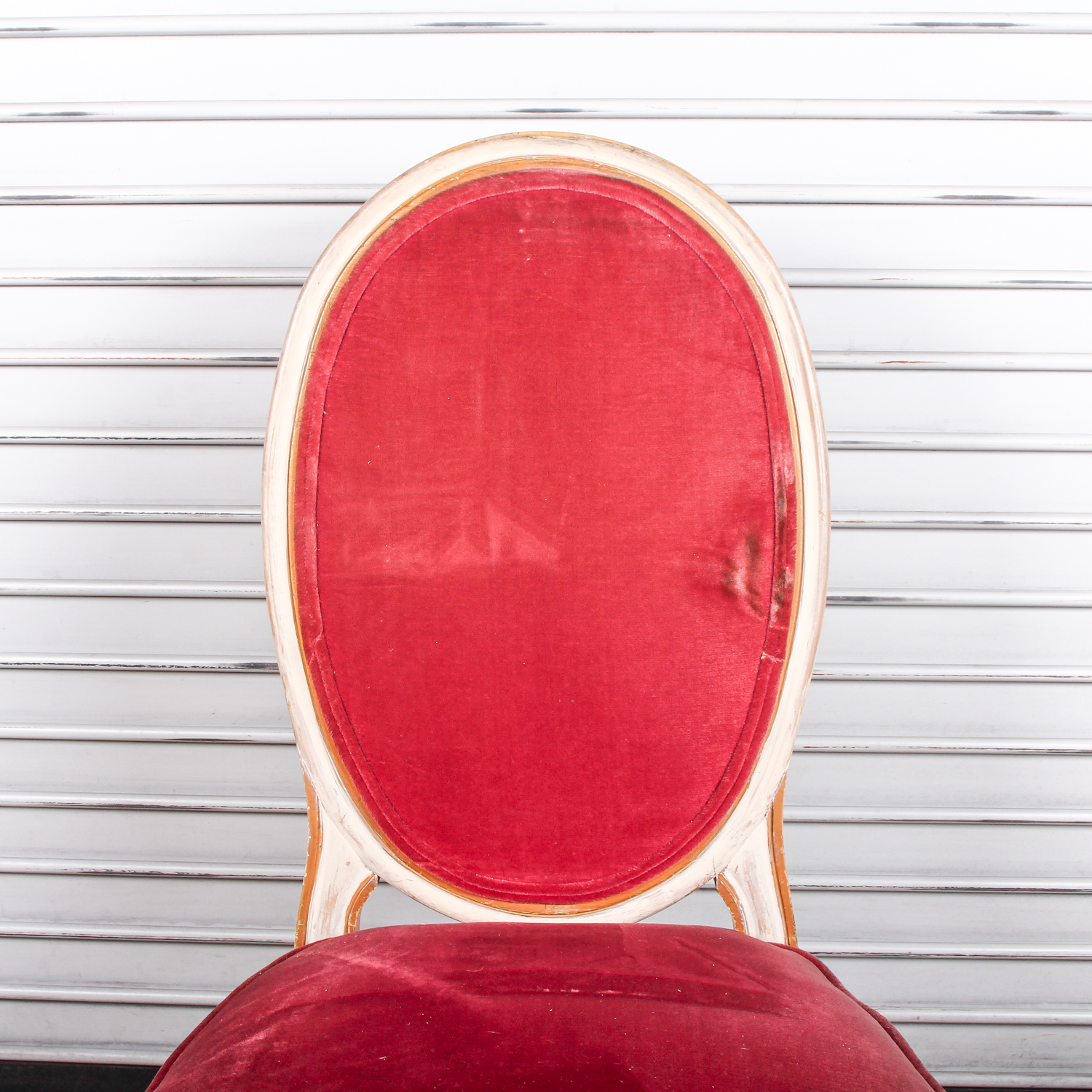 Vintage Red Velvet Cushioned Chair