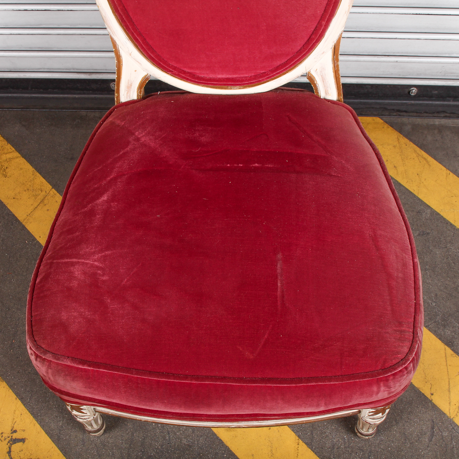 Vintage Red Velvet Cushioned Chair