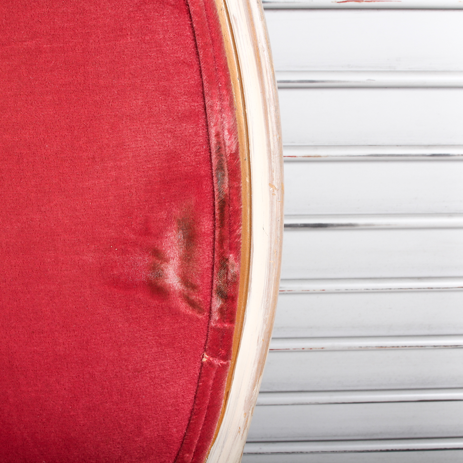 Vintage Red Velvet Cushioned Chair