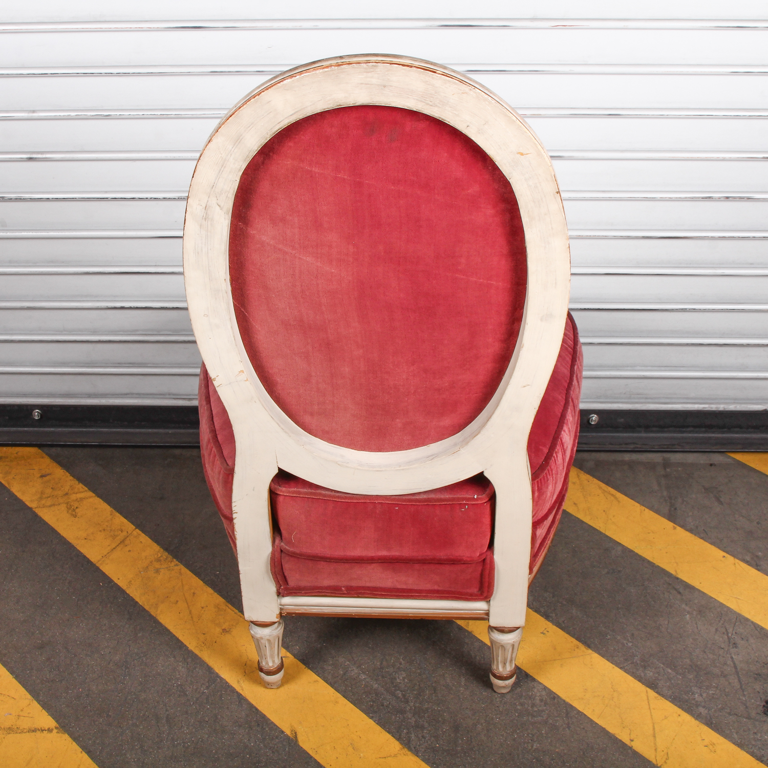 Vintage Red Velvet Cushioned Chair