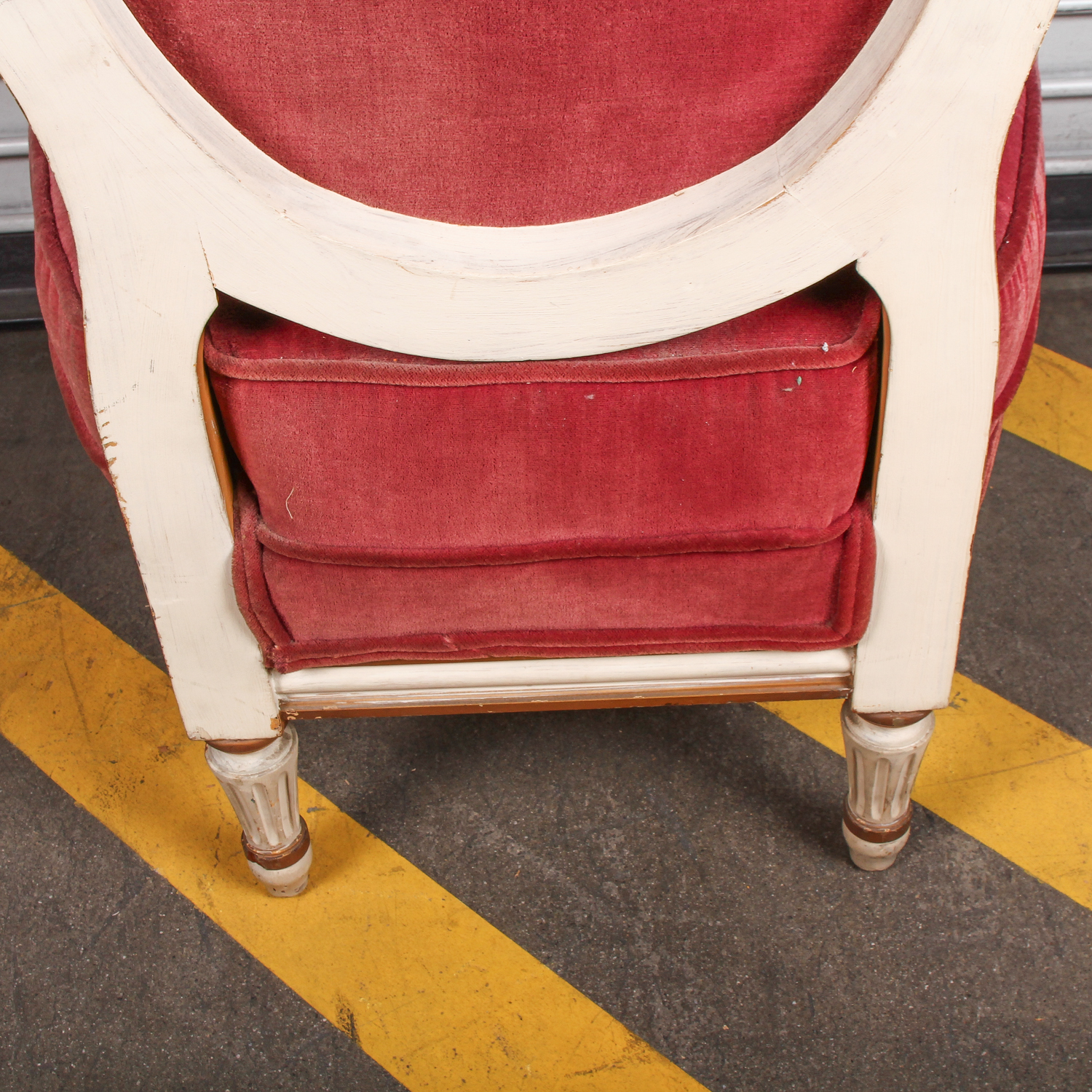 Vintage Red Velvet Cushioned Chair