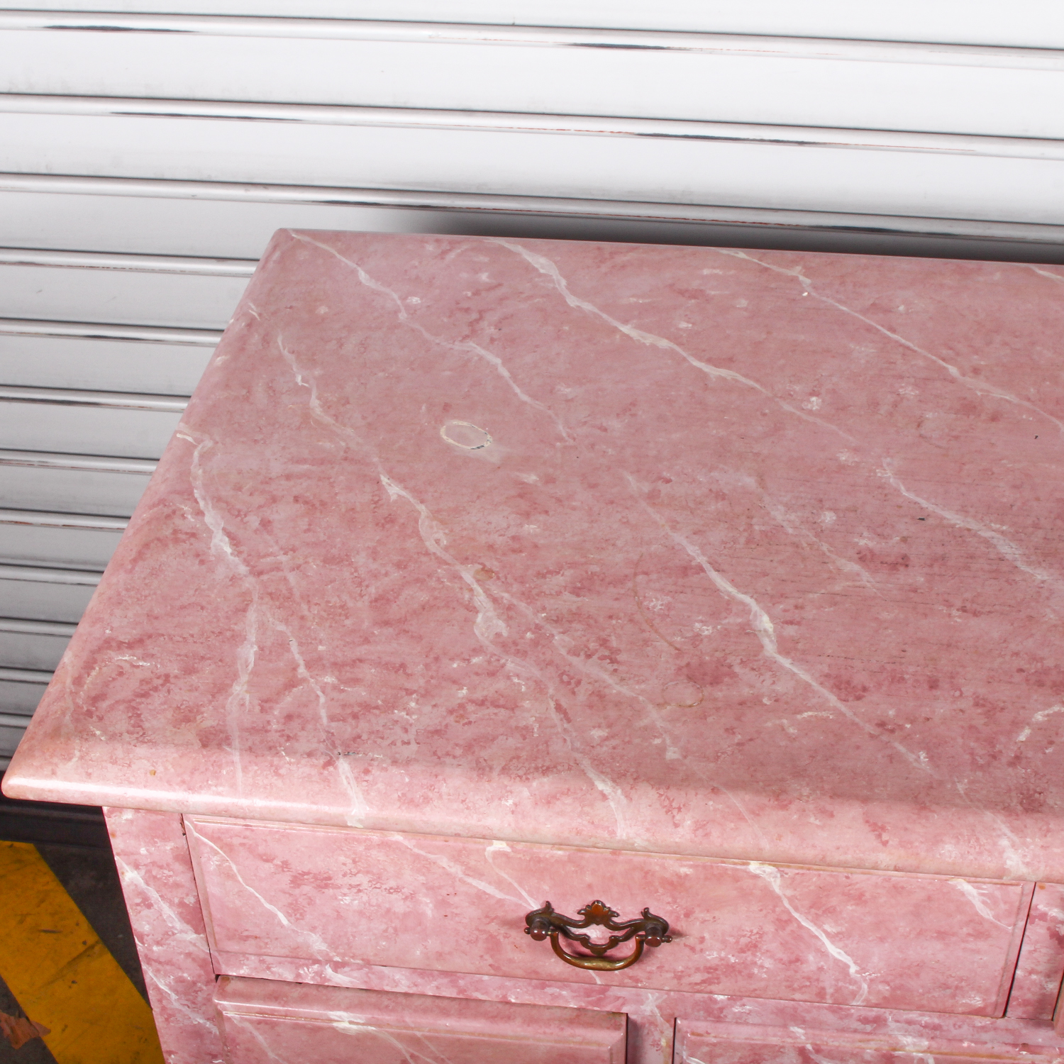 Vintage Pink Marbled Wood Chest of Drawers