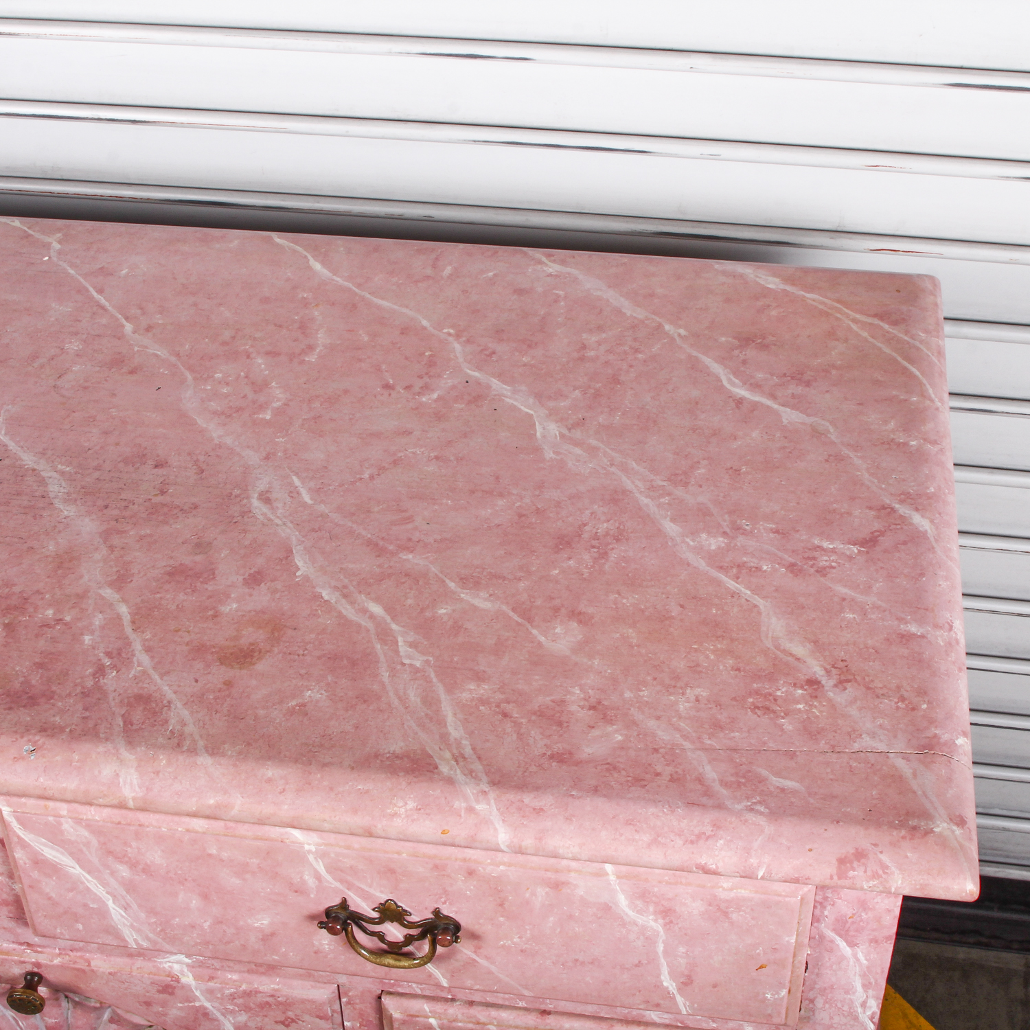 Vintage Pink Marbled Wood Chest of Drawers