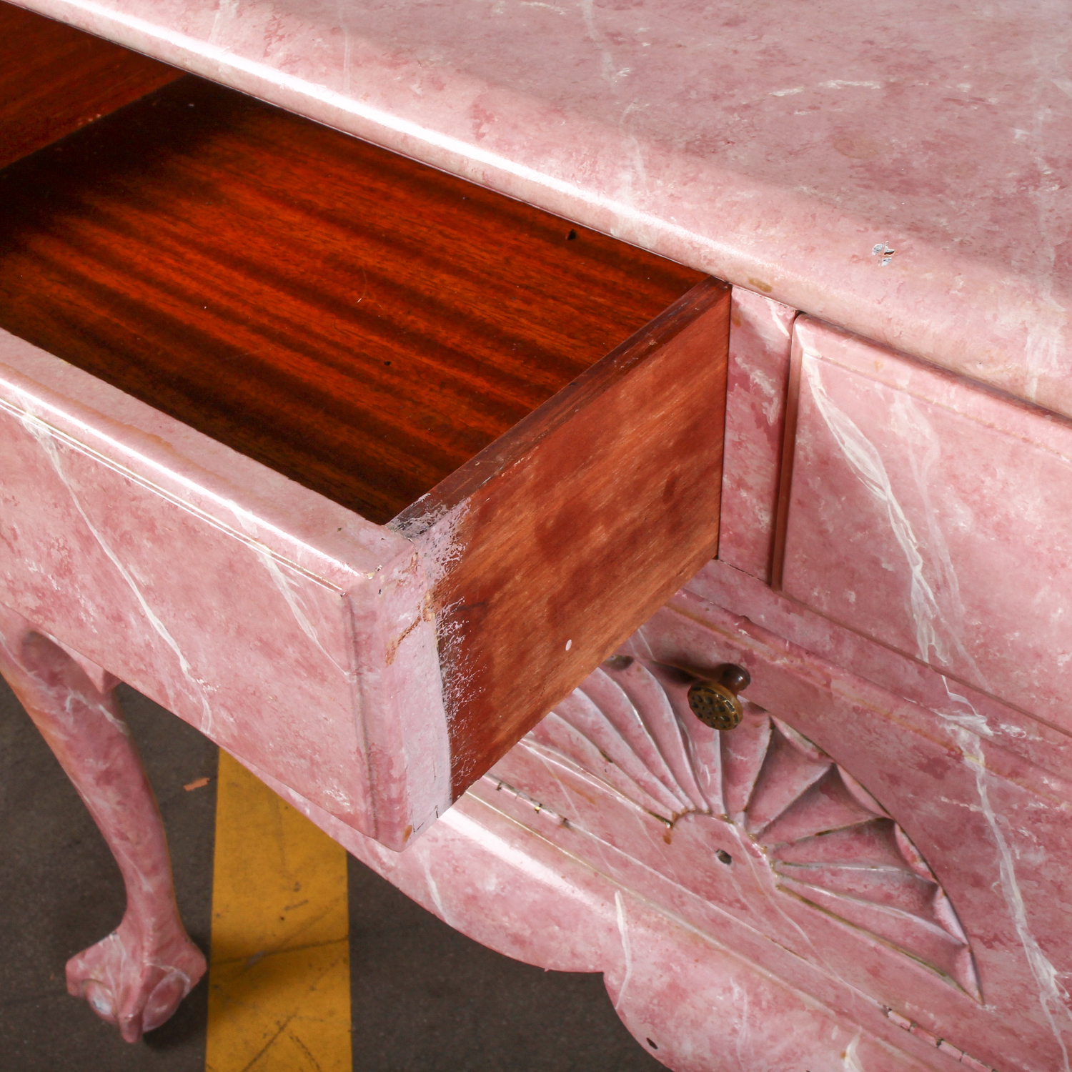 Vintage Pink Marbled Wood Chest of Drawers
