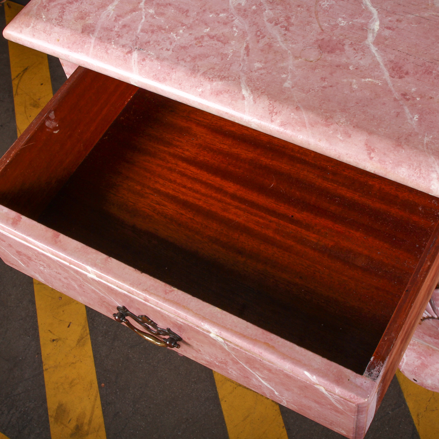 Vintage Pink Marbled Wood Chest of Drawers