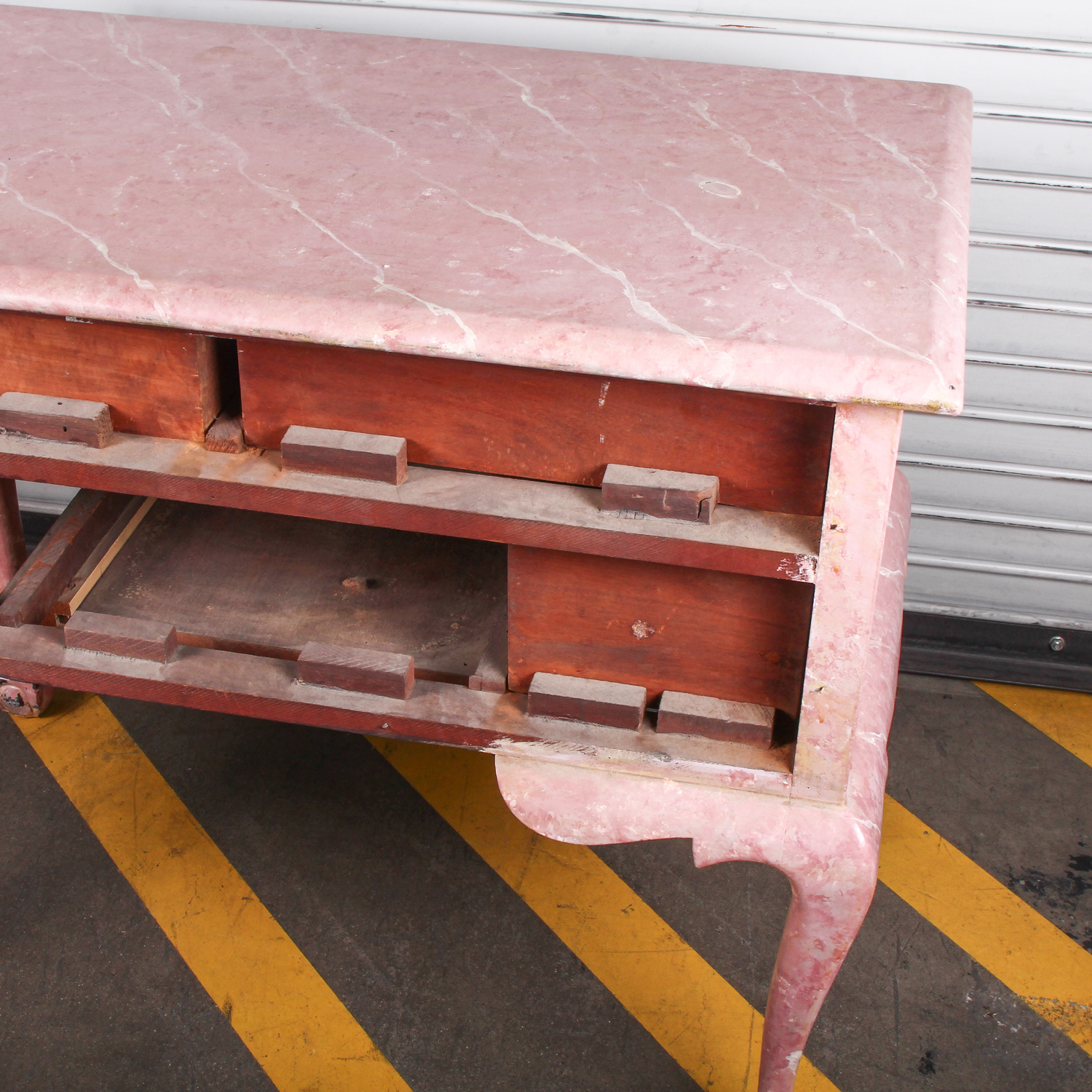 Vintage Pink Marbled Wood Chest of Drawers