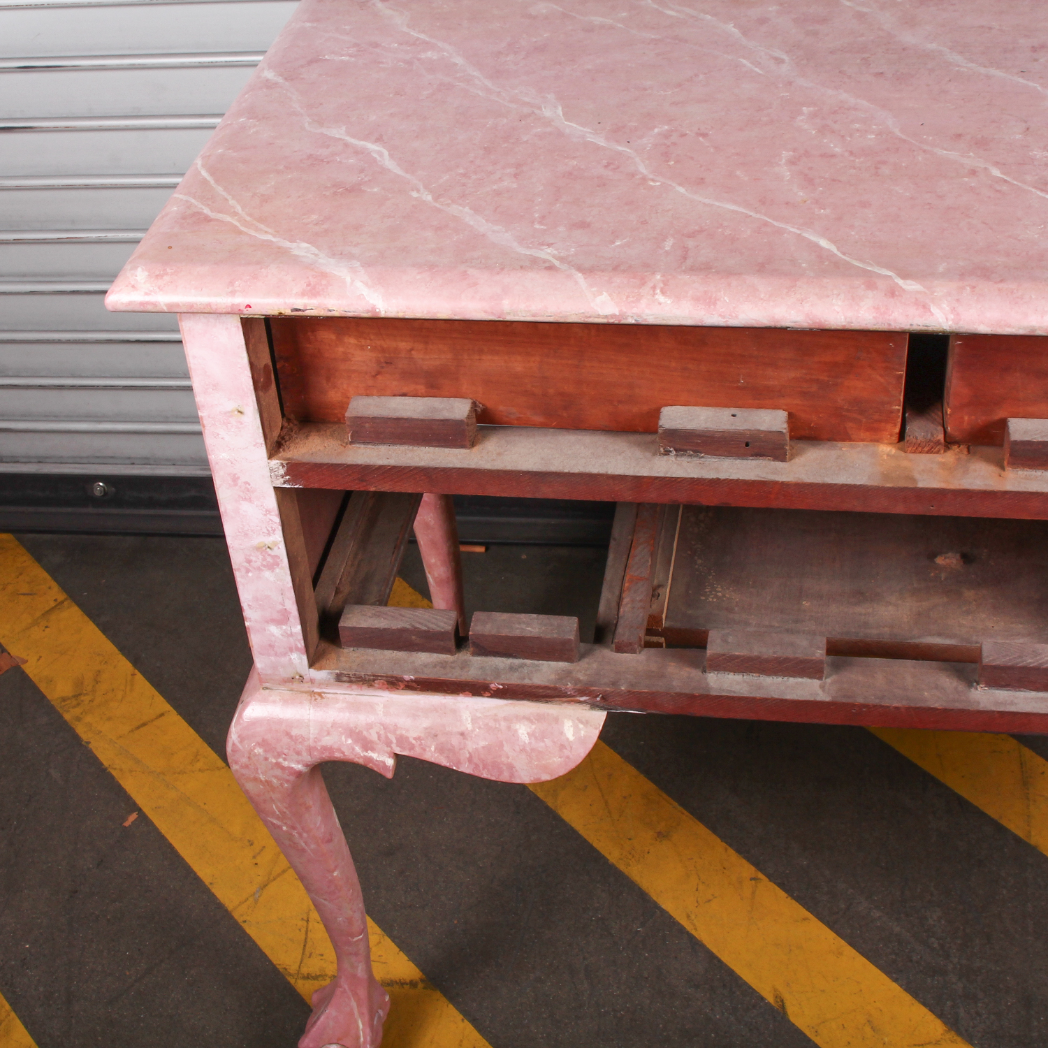 Vintage Pink Marbled Wood Chest of Drawers