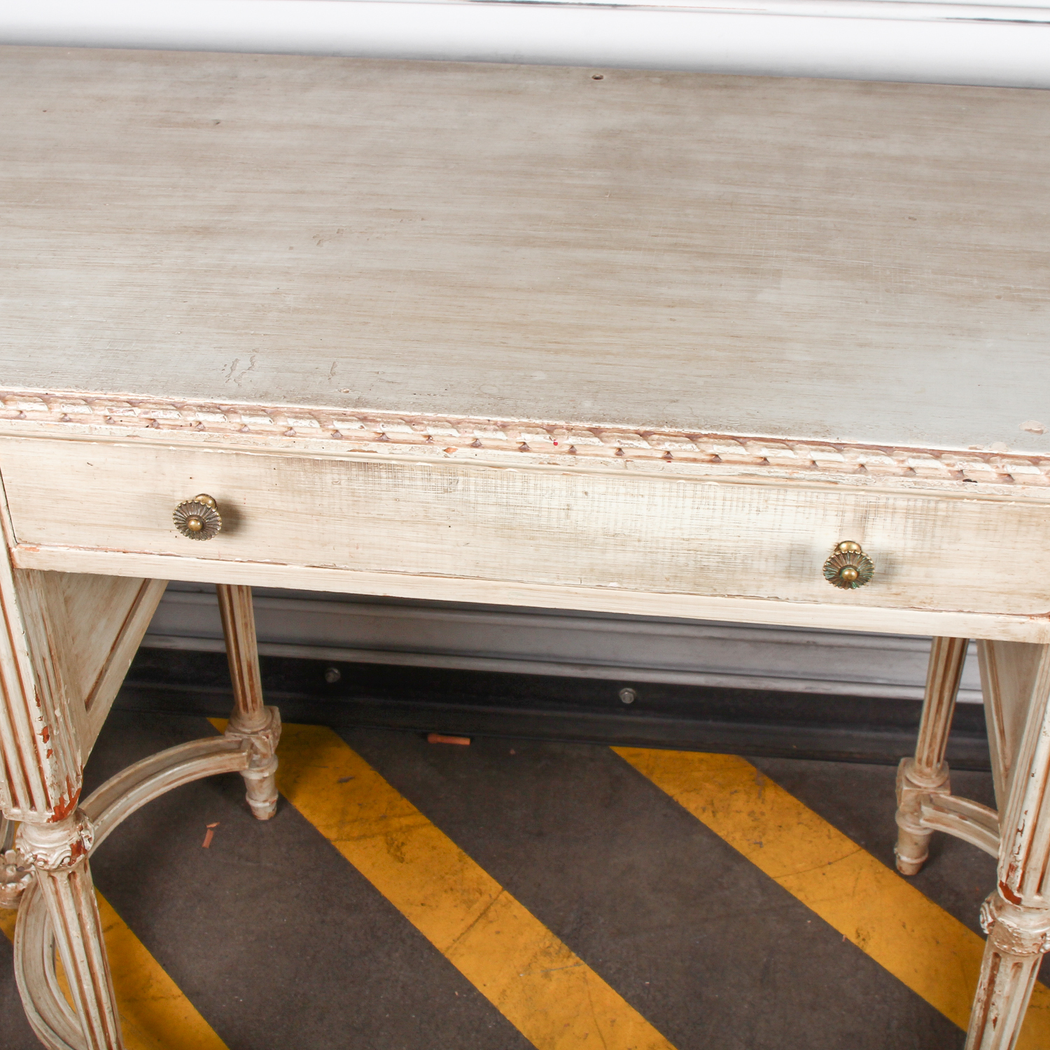 Vintage Wooden Desk with Seven Drawers
