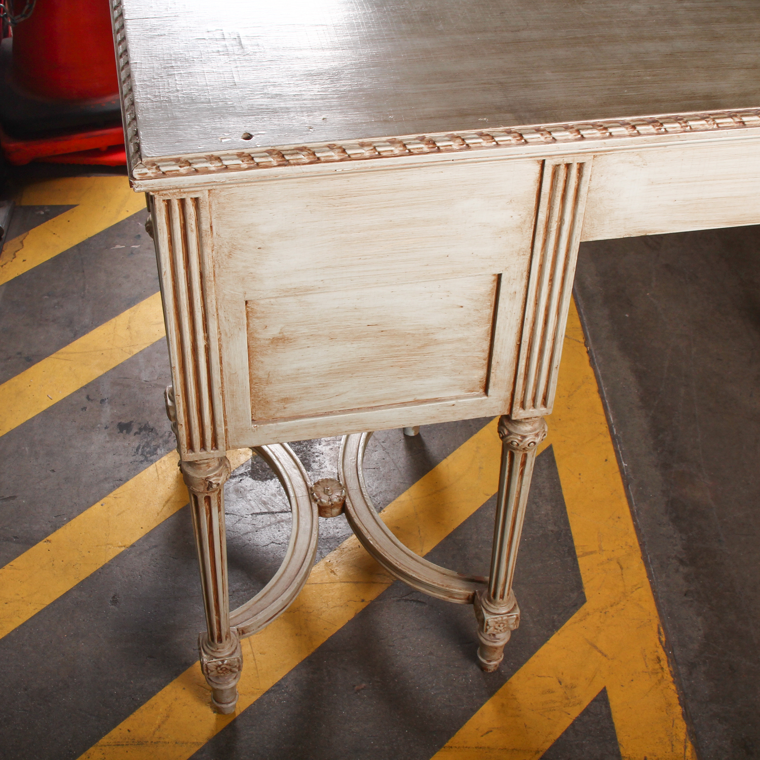 Vintage Wooden Desk with Seven Drawers
