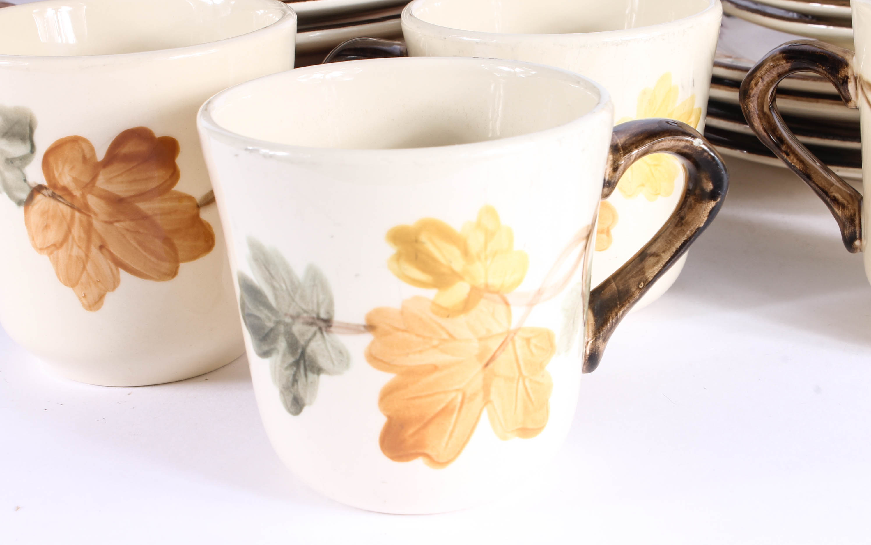 Set of Franciscan Dishes with Hand-Painted Leaves