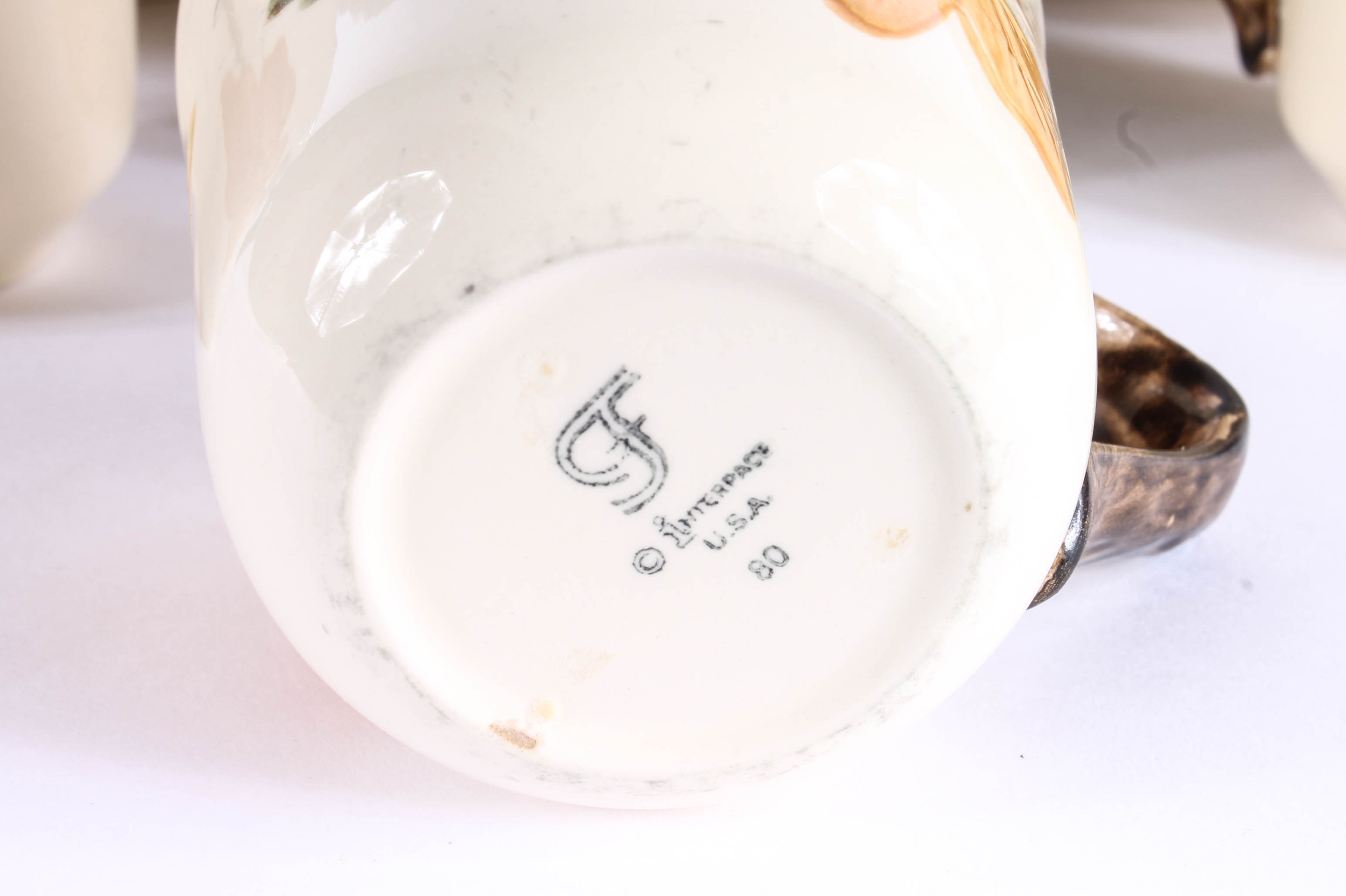 Set of Franciscan Dishes with Hand-Painted Leaves