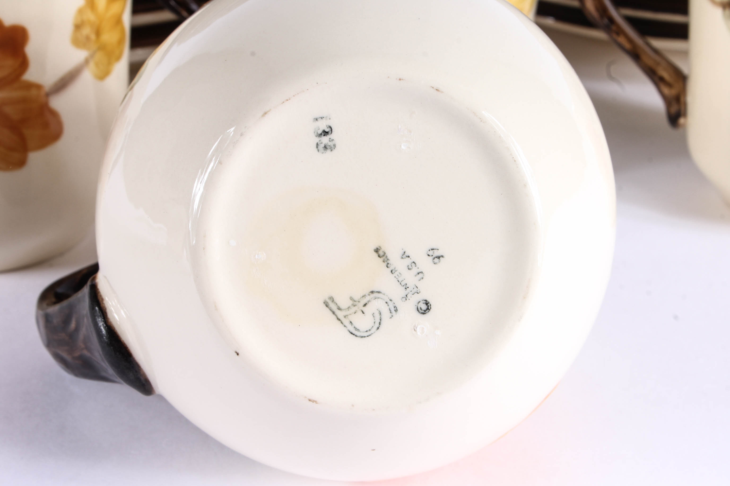 Set of Franciscan Dishes with Hand-Painted Leaves