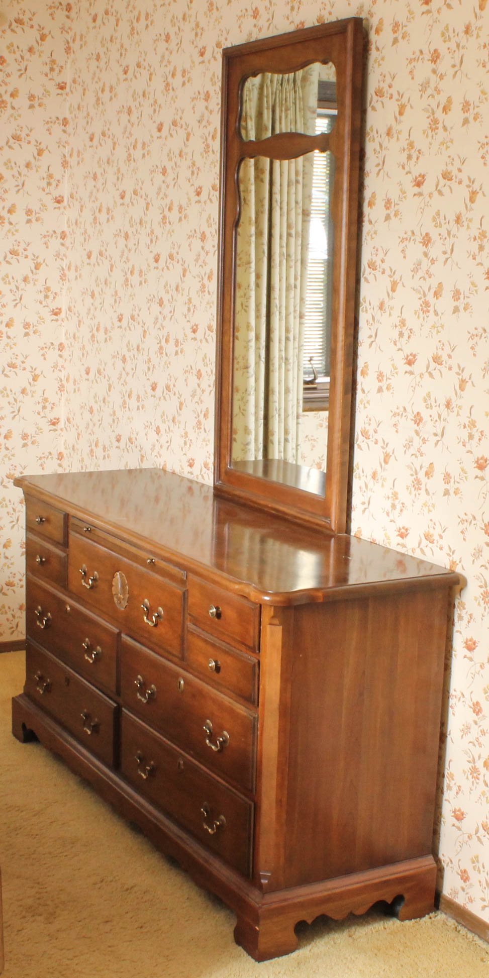 Vintage Wooden Dresser with Mirror