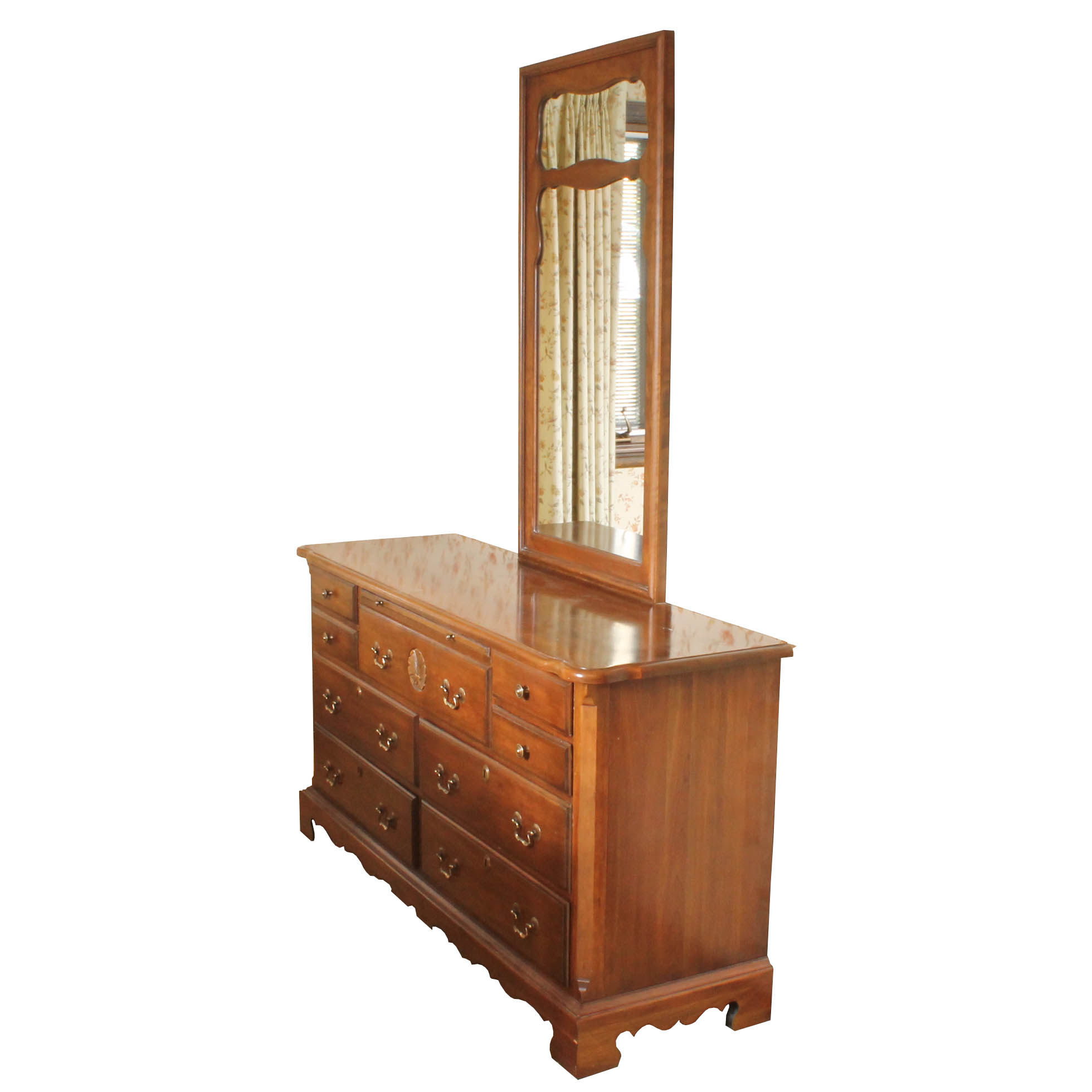 Vintage Wooden Dresser with Mirror