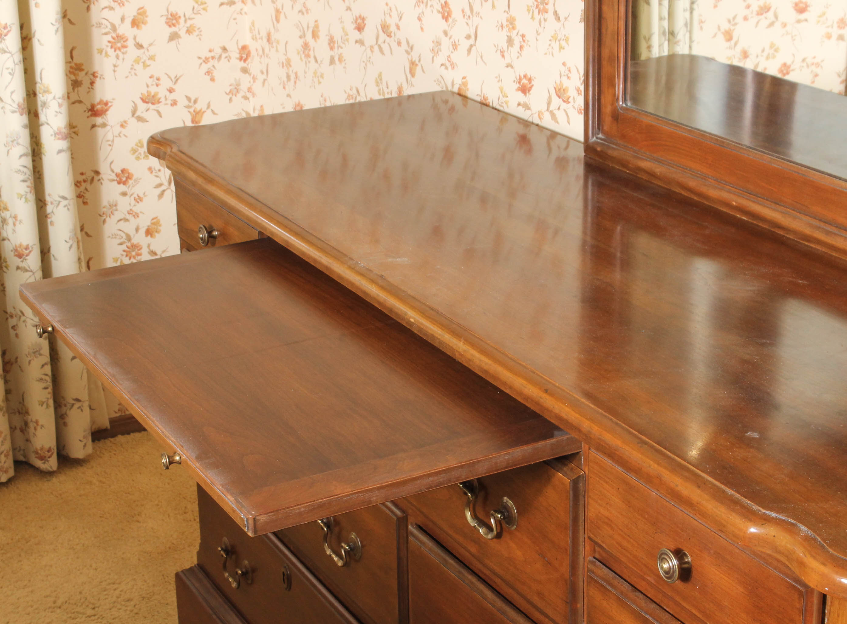 Vintage Wooden Dresser with Mirror