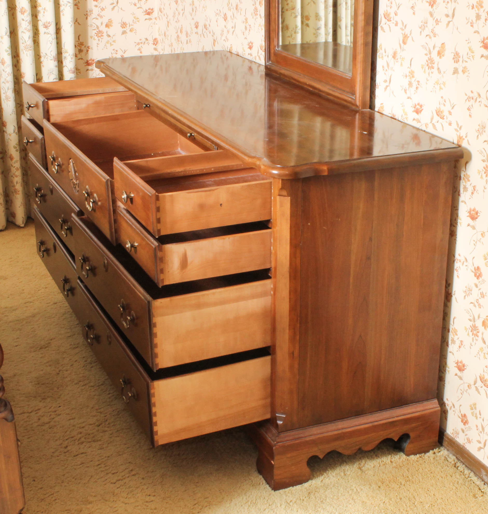 Vintage Wooden Dresser with Mirror