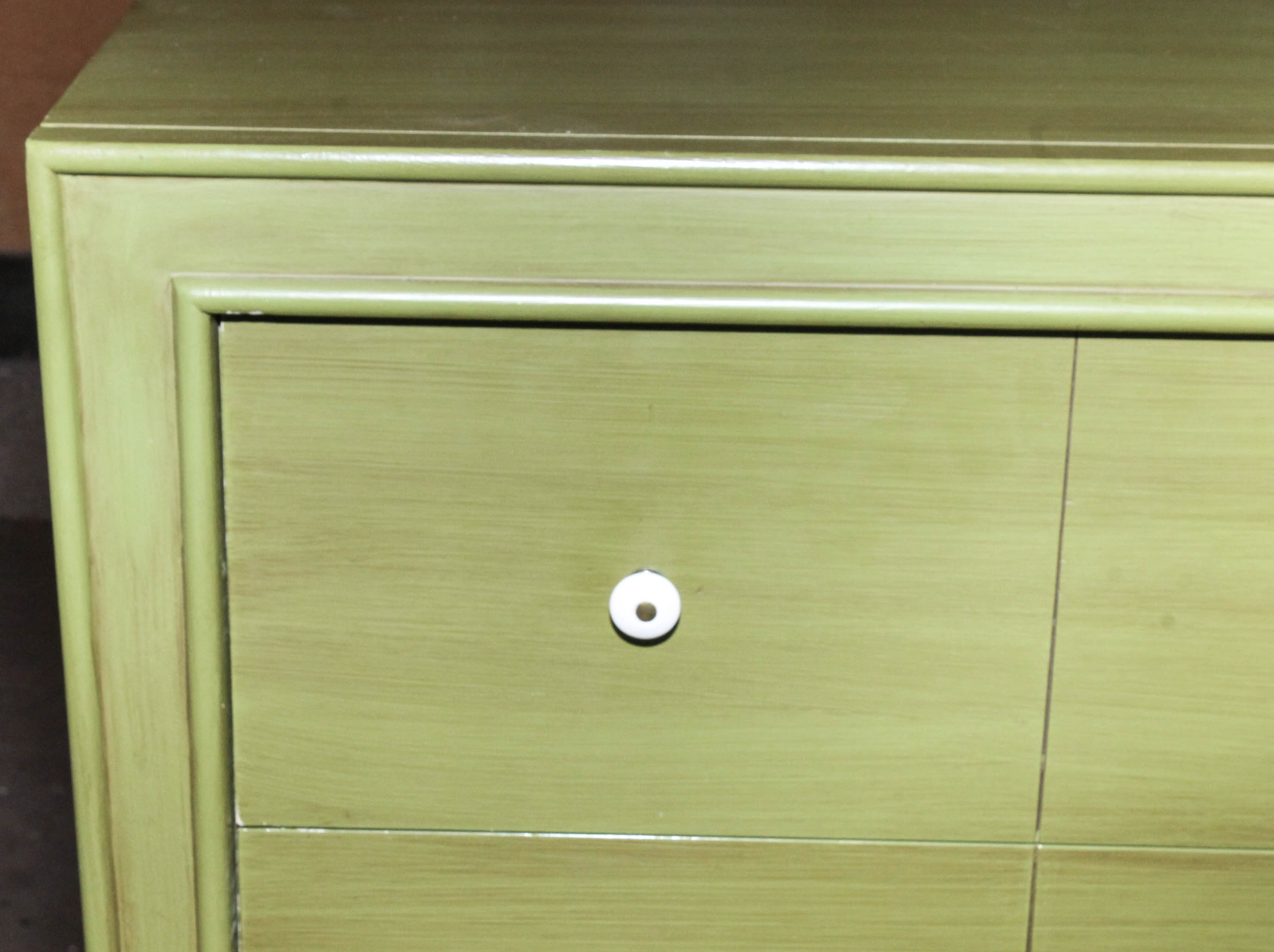 Green Painted Wooden Chest of Drawers