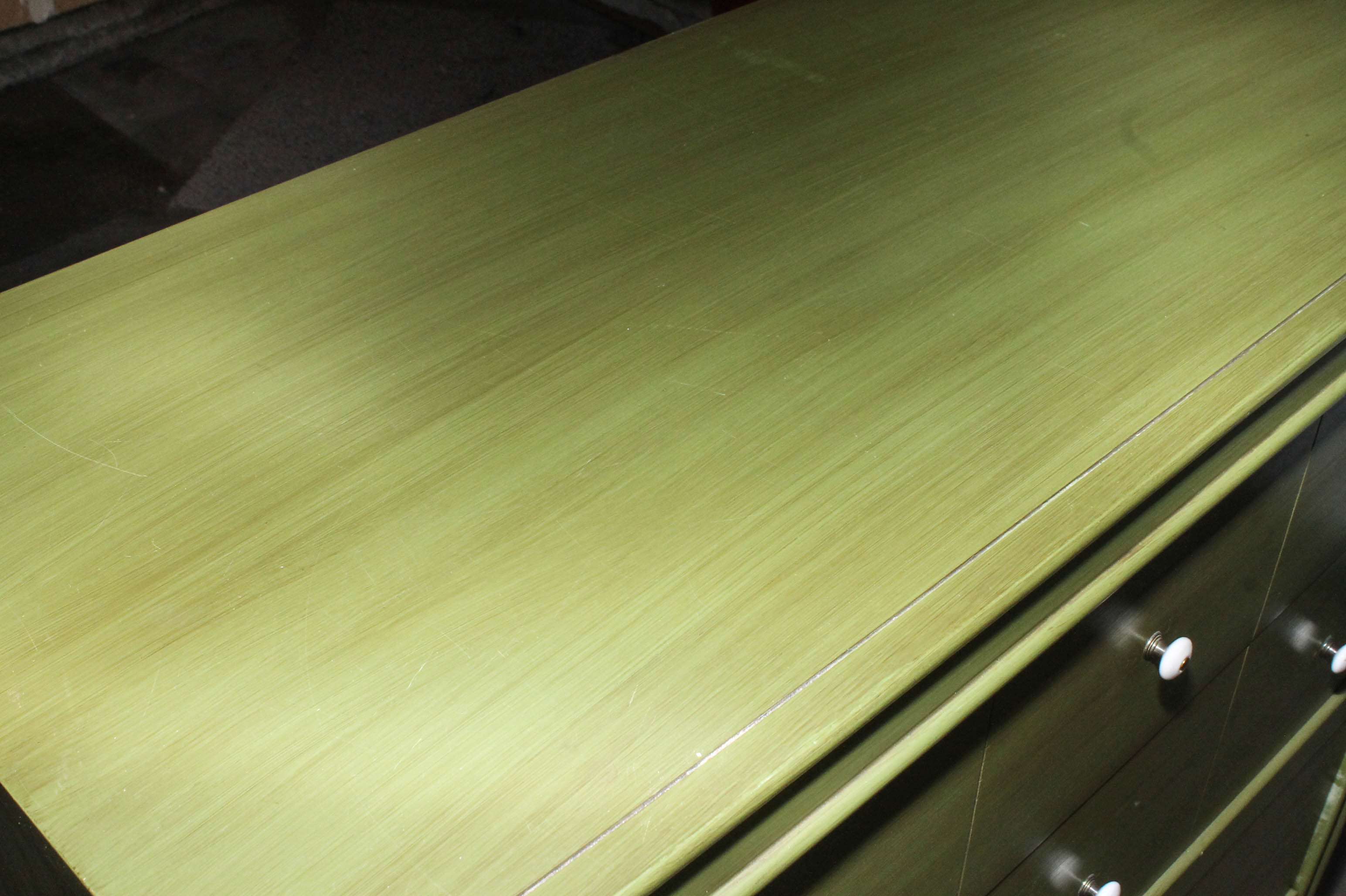 Green Painted Wooden Chest of Drawers