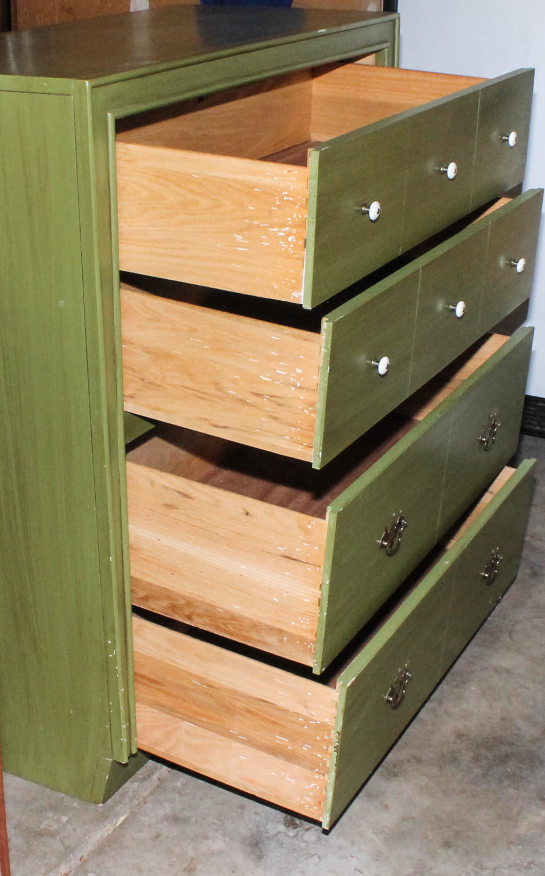 Green Painted Wooden Chest of Drawers