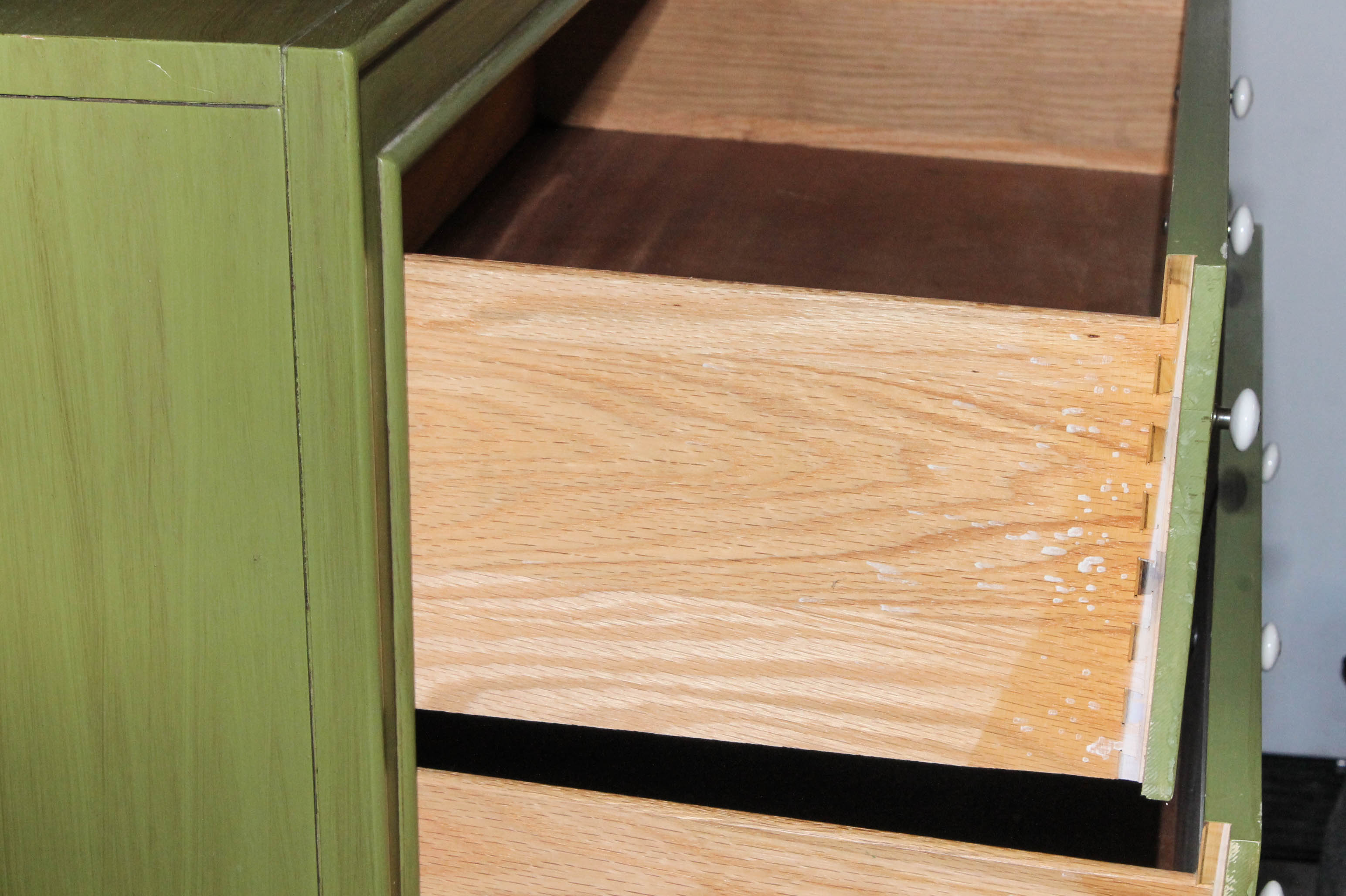 Green Painted Wooden Chest of Drawers