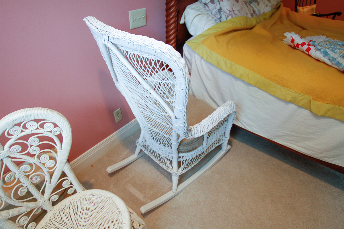 Pair of White Wicker Chairs