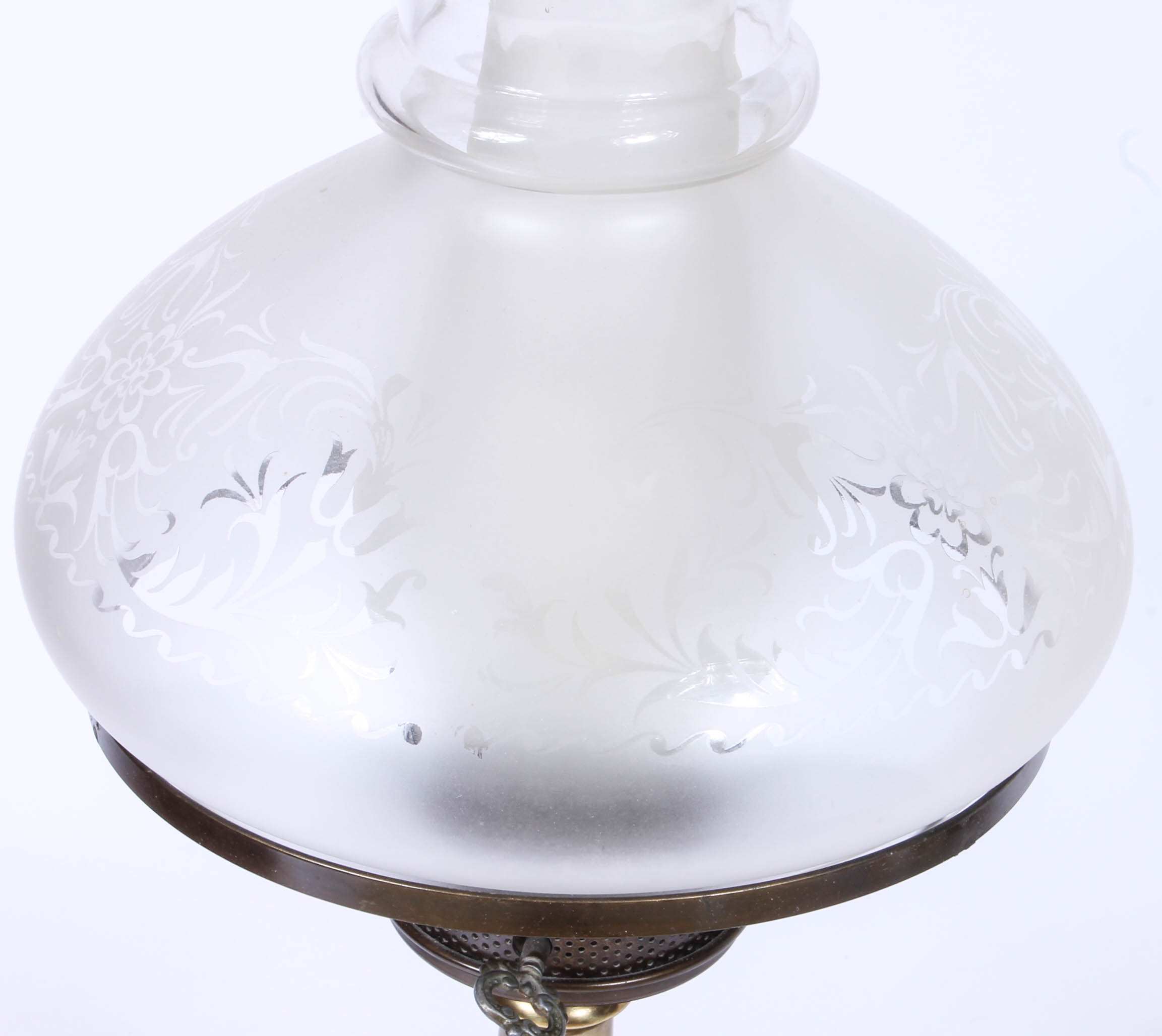 Vintage Brass and Wood Faux Oil Lamp