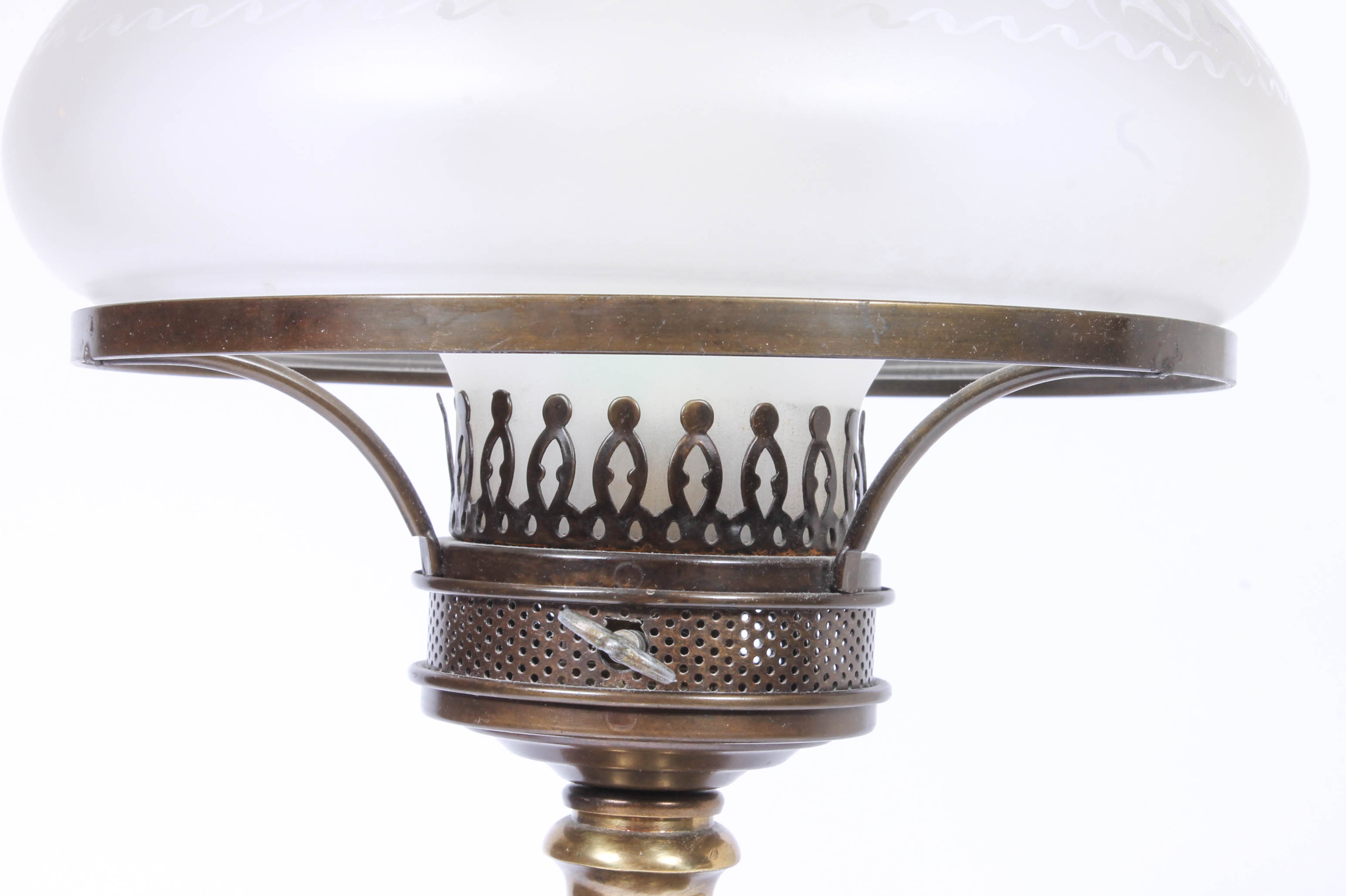 Vintage Brass and Wood Faux Oil Lamp