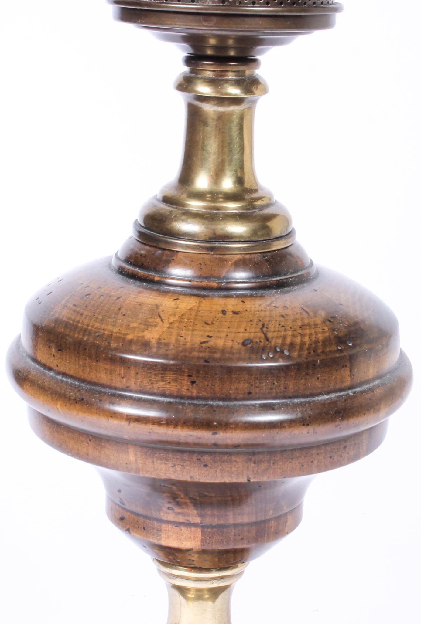 Vintage Brass and Wood Faux Oil Lamp