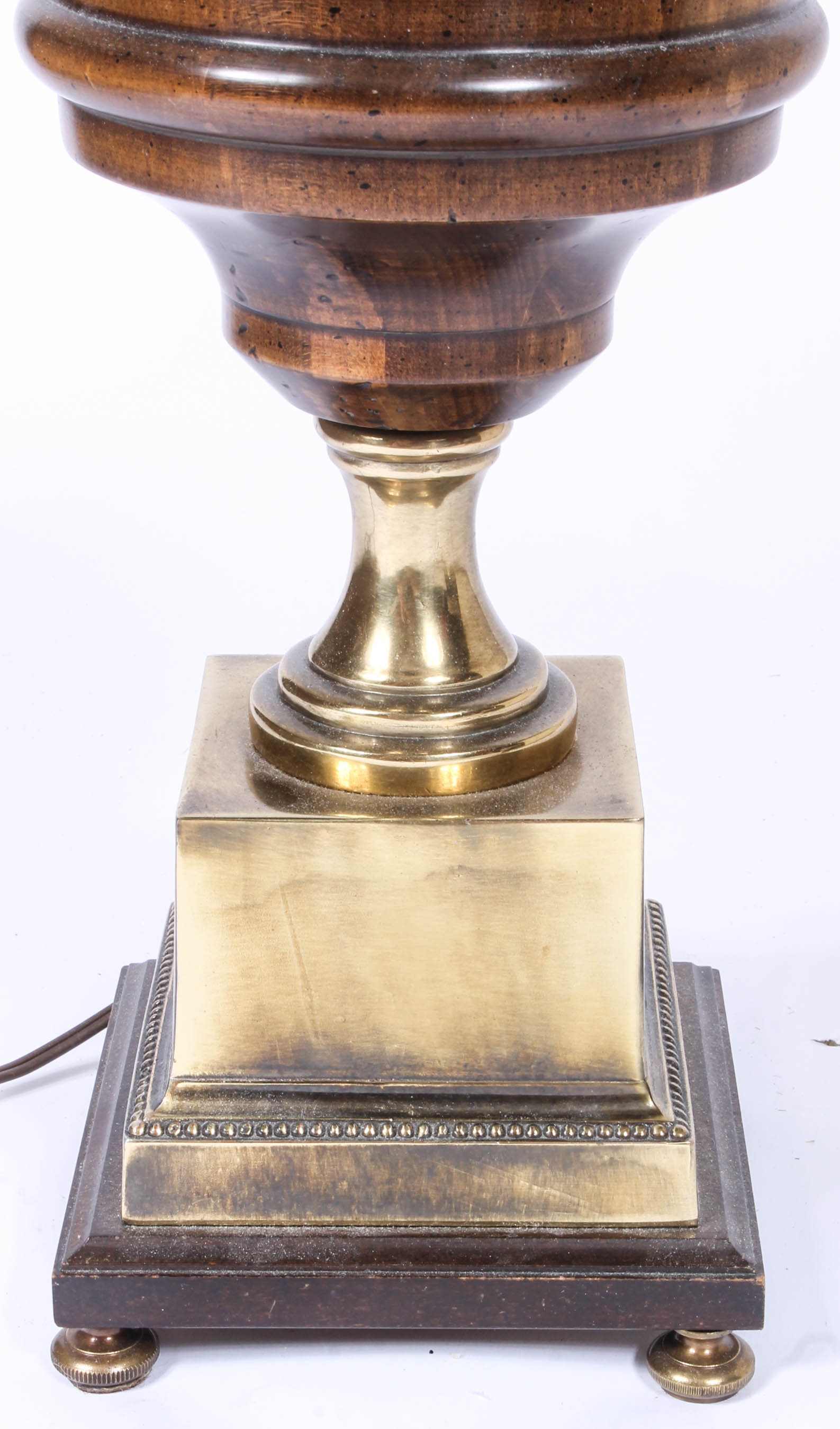 Vintage Brass and Wood Faux Oil Lamp