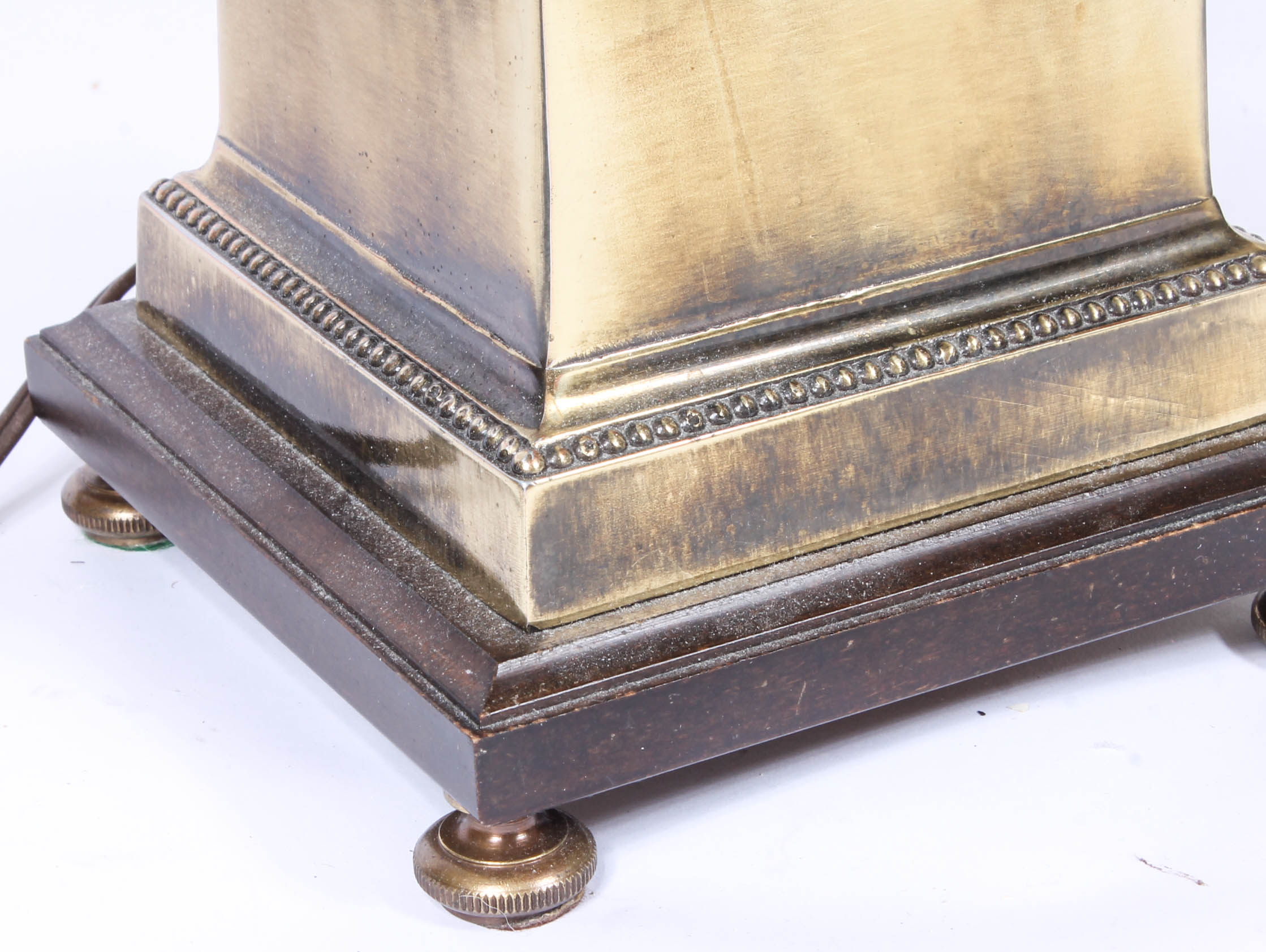 Vintage Brass and Wood Faux Oil Lamp