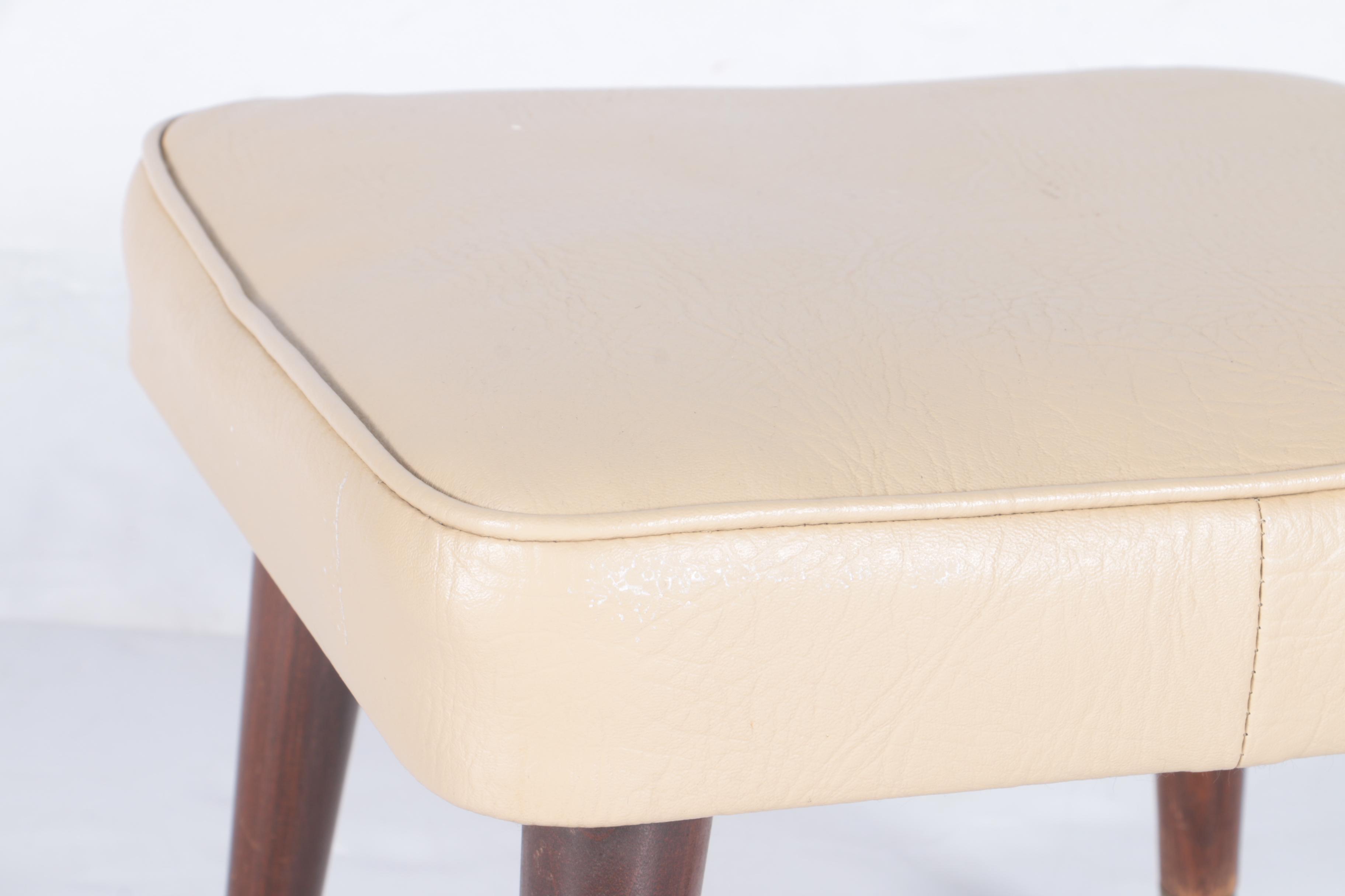 Mid Century Modern Vinyl Top Footstool
