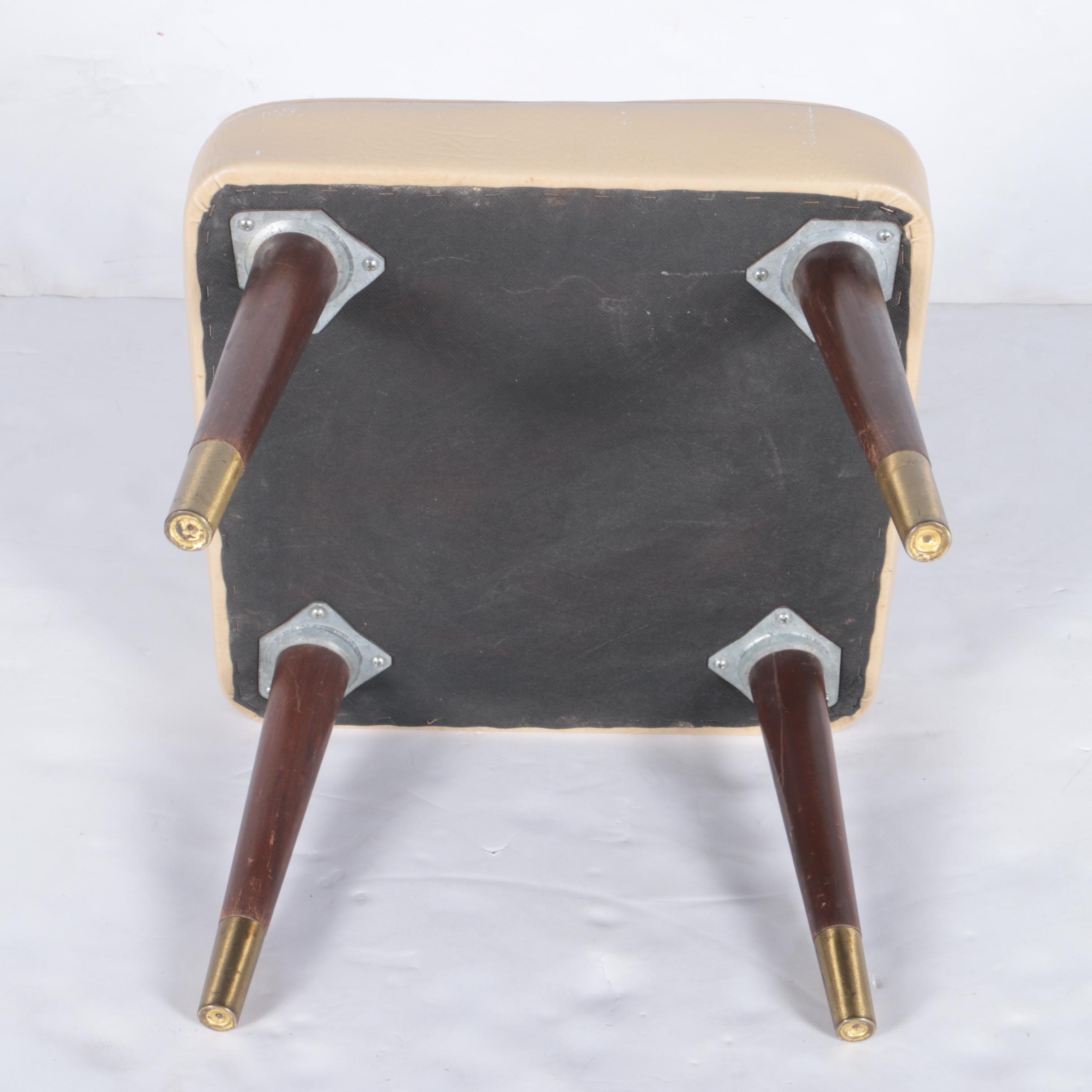Mid Century Modern Vinyl Top Footstool