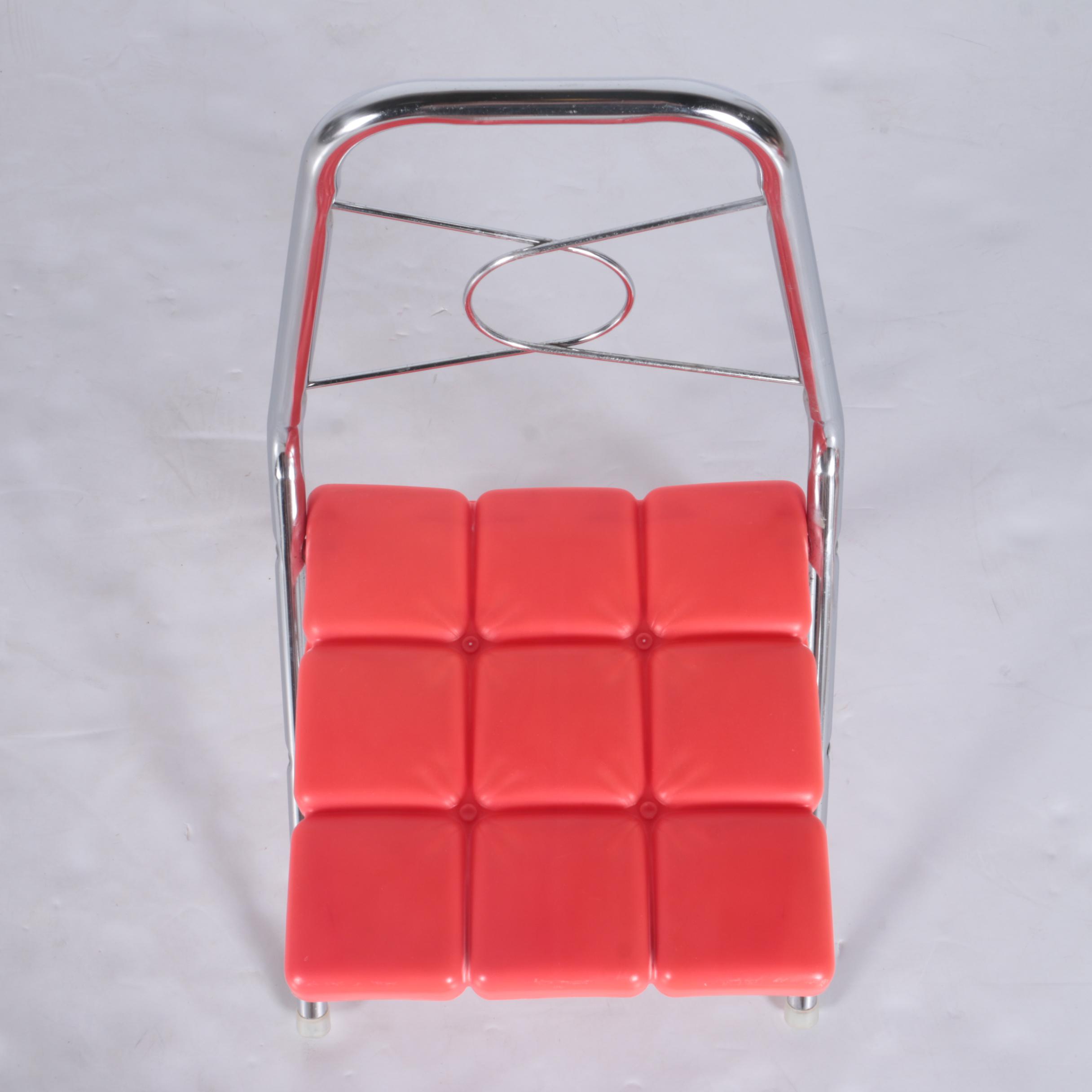 Set of Children's Chrome and Red Vinyl Folding Chairs