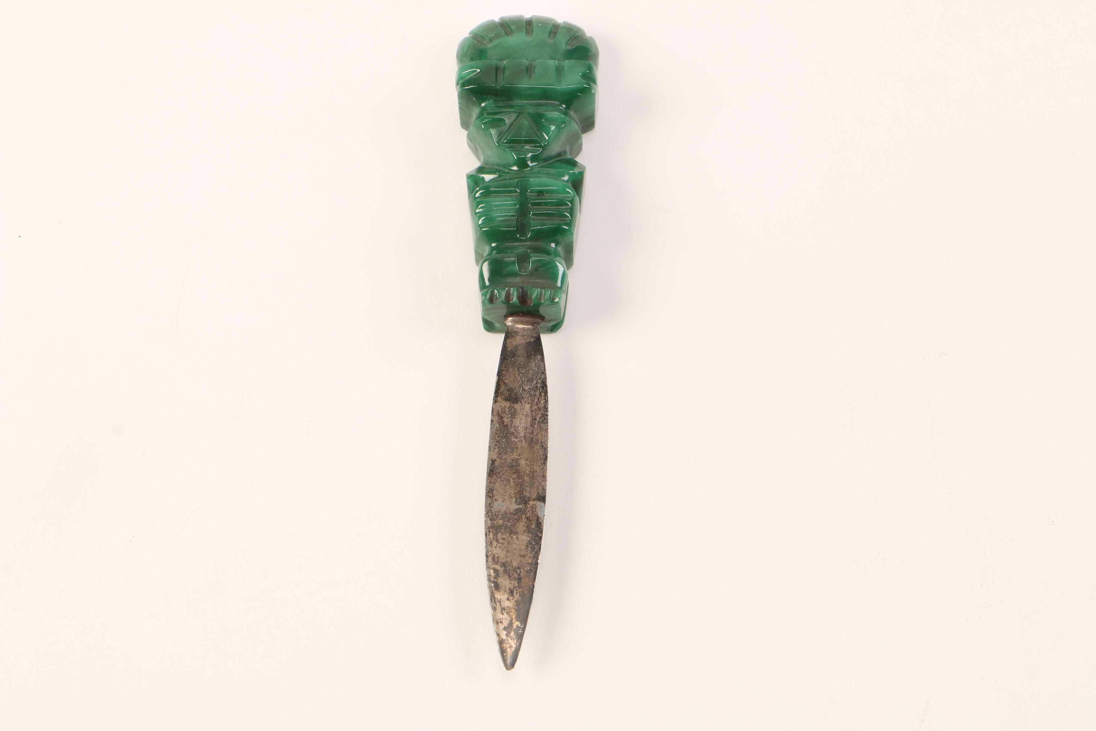 Sterling Silver and Agate Letter Opener and Abalone Bottle Opener