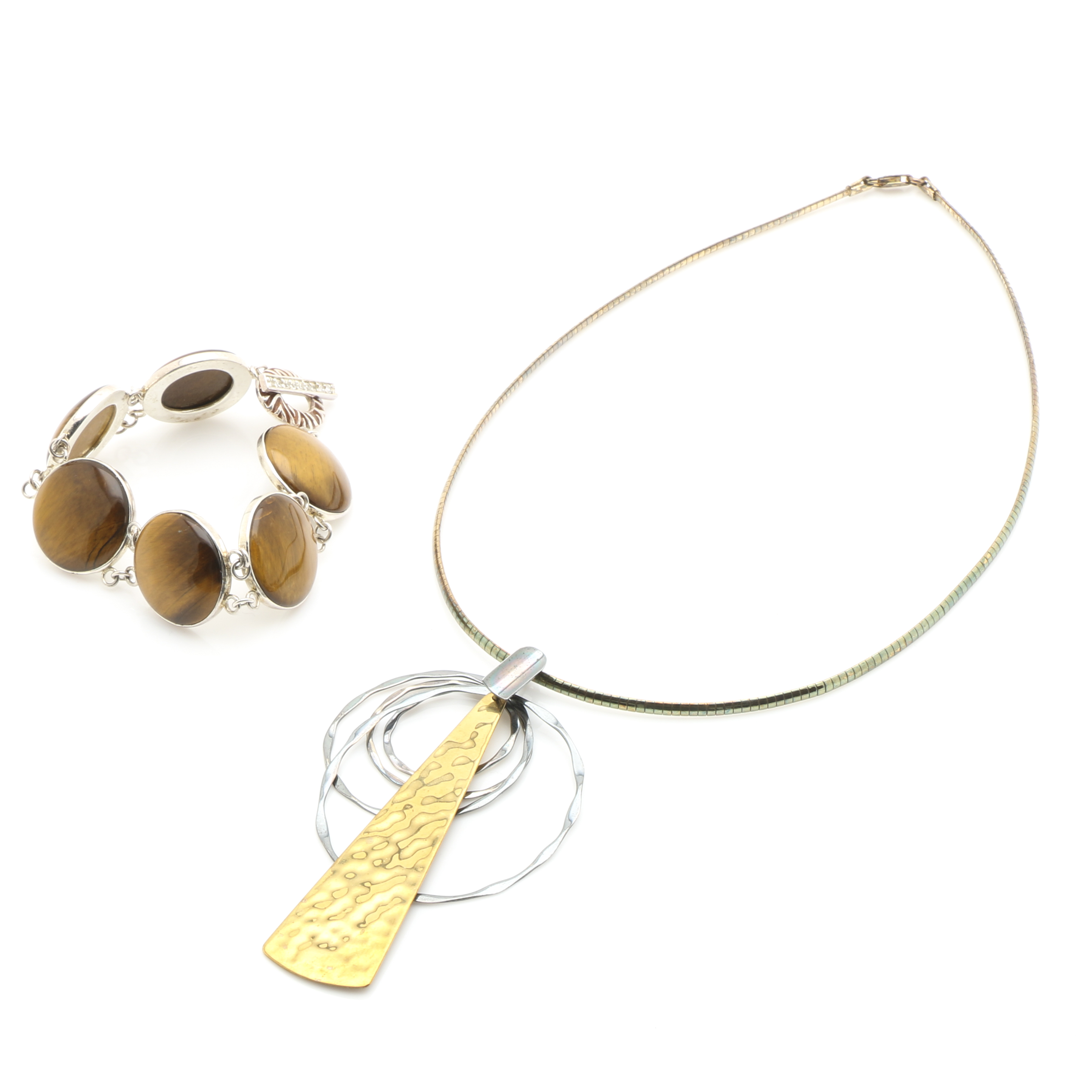 Sterling Silver Necklace and Bracelet Including Robert Lee Morris