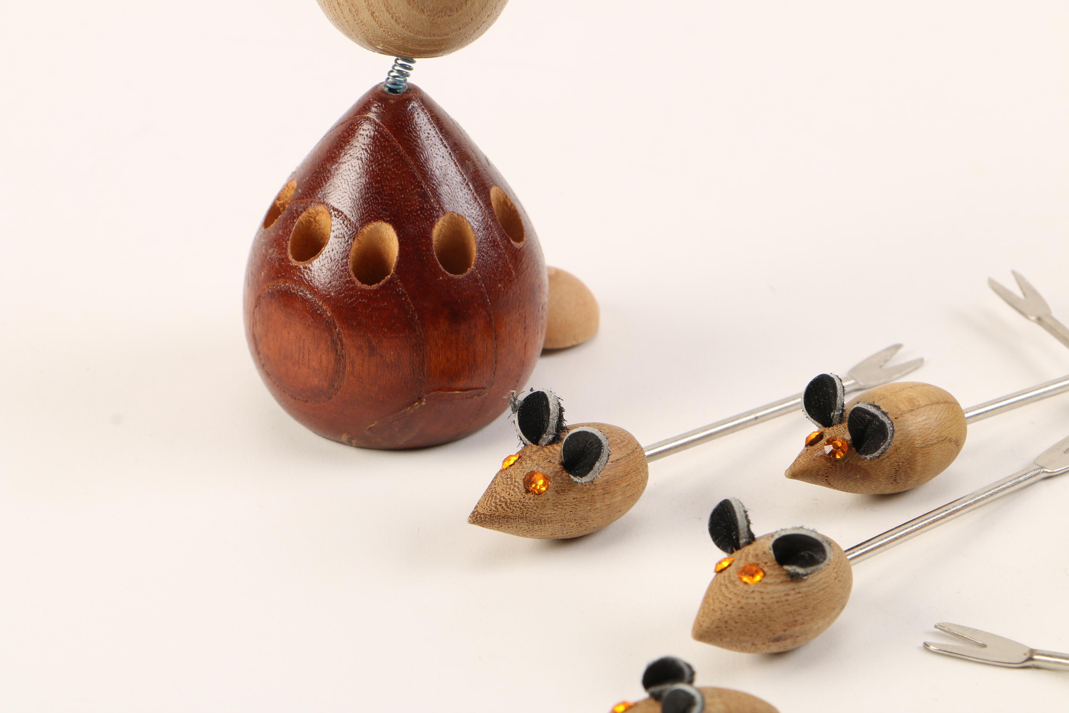 Danish Modern Teak Candleholders + Jens Quistgaard Cutting Board