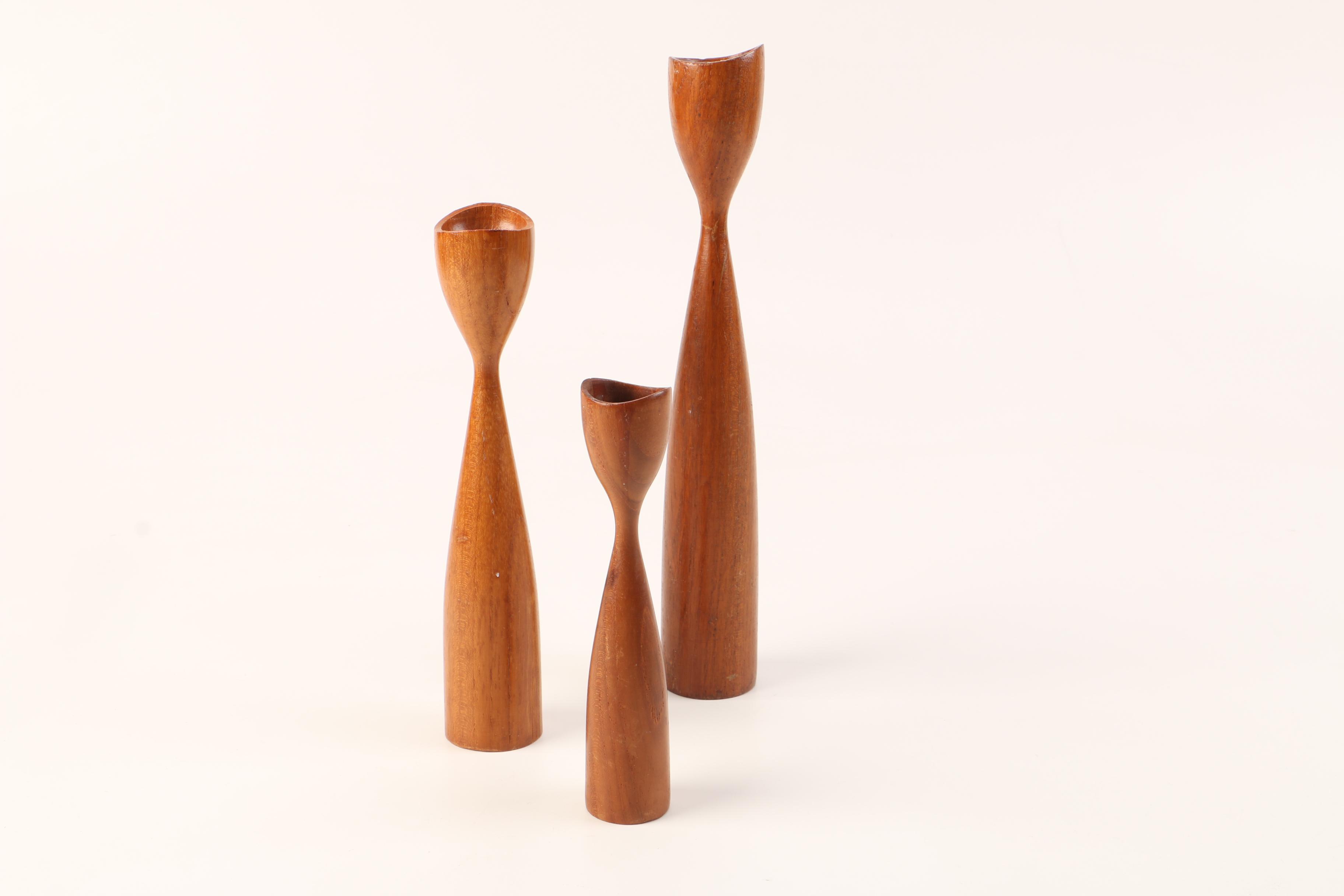 Danish Modern Teak Candleholders + Jens Quistgaard Cutting Board