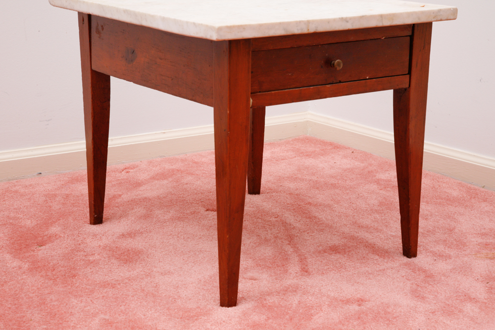 Vintage Shaker-Style Marble-Topped Side Tables
